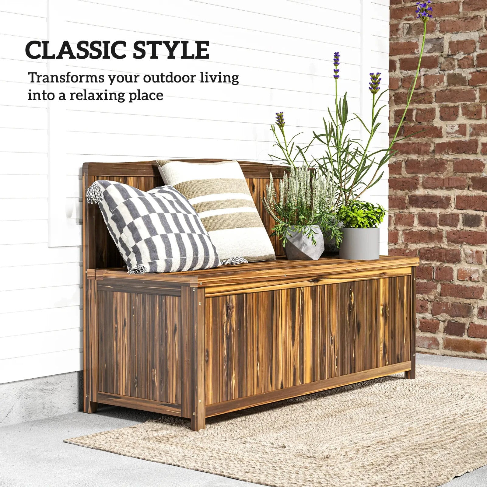 Wooden Storage Bench for Garden Tools Patio Furniture Seating with Lift Up Lid - Home and Garden Furniture Shop - rustic - furniture