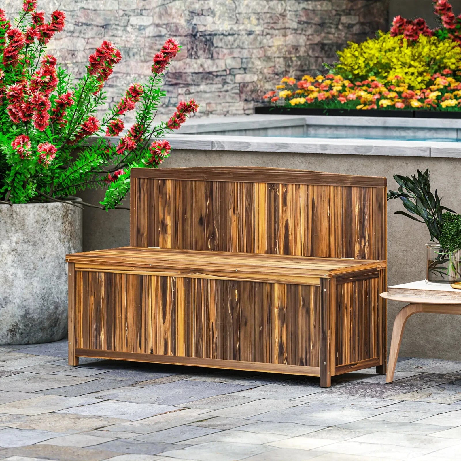 Wooden Storage Bench for Garden Tools Patio Furniture Seating with Lift Up Lid - Home and Garden Furniture Shop - rustic - furniture