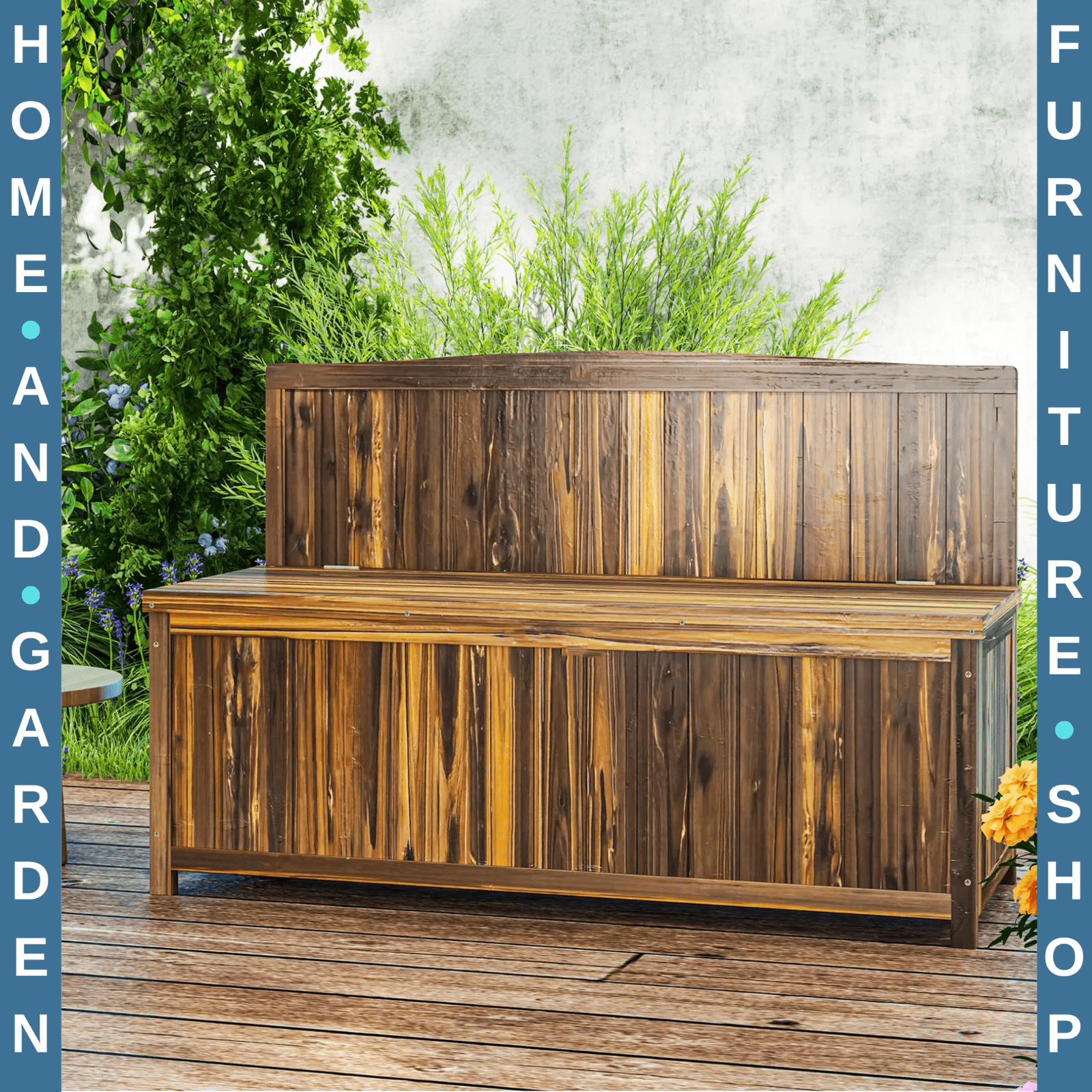 Wooden Storage Bench for Garden Tools Patio Furniture Seating with Lift Up Lid - Home and Garden Furniture Shop - rustic - furniture