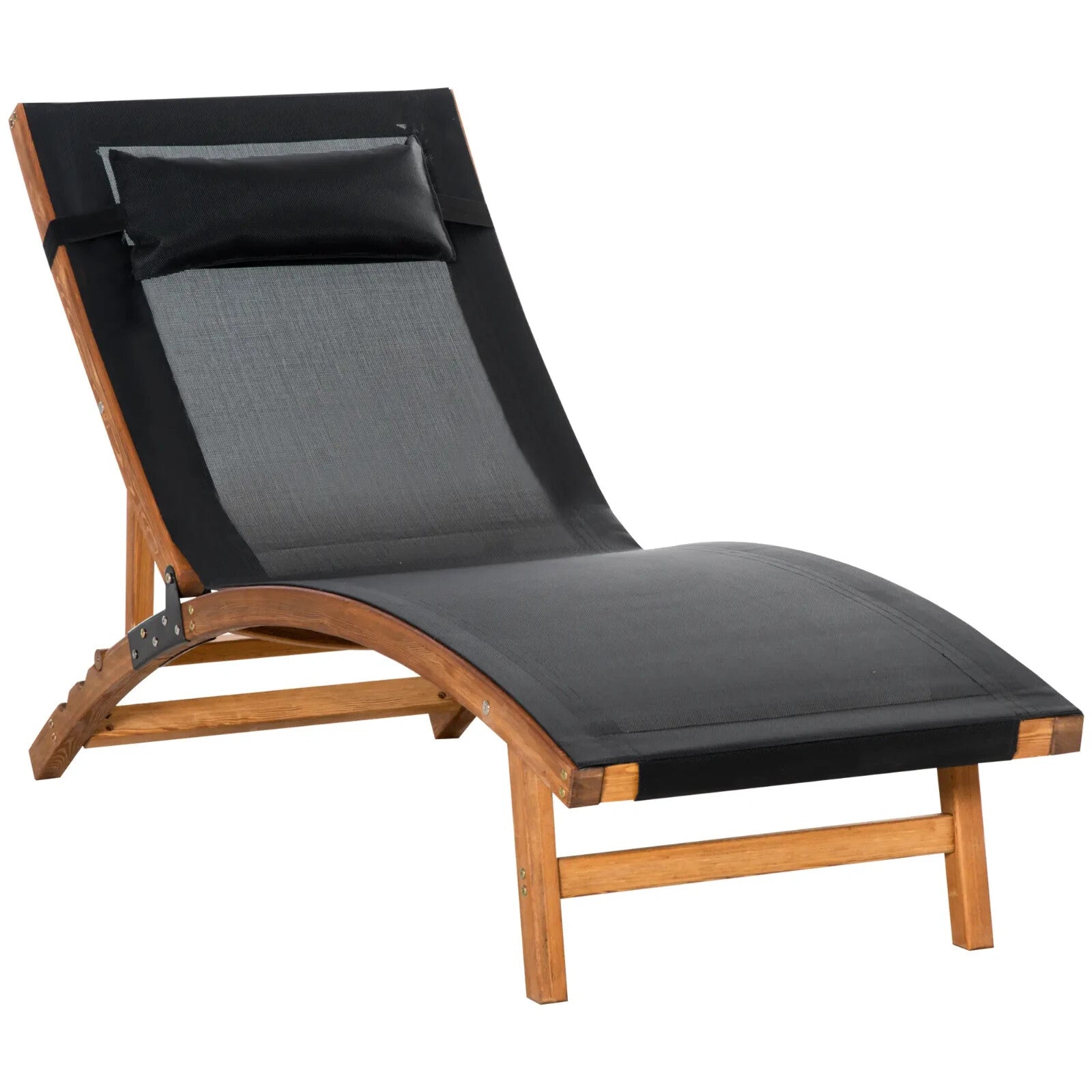 Wooden Sun Lounger Chair with Adjustable Back and Headrest Pillow for Garden Use - Home and Garden Furniture Shop - rustic - furniture