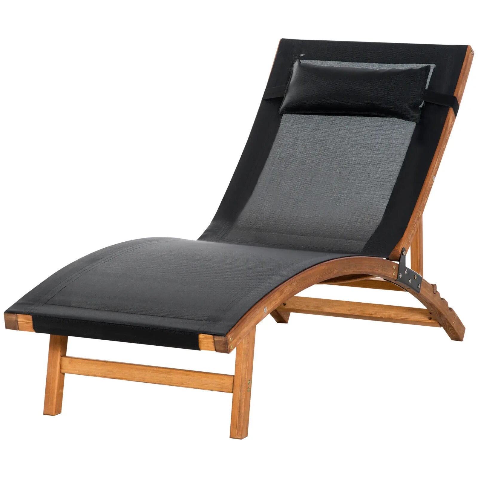 Wooden Sun Lounger Chair with Adjustable Back and Headrest Pillow for Garden Use - Home and Garden Furniture Shop - rustic - furniture