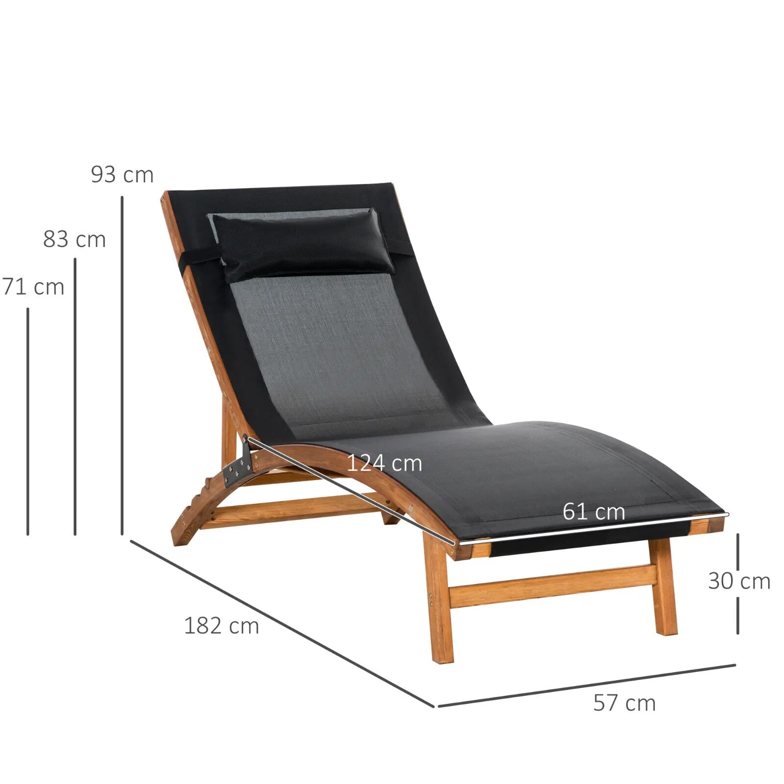 Wooden Sun Lounger Chair with Adjustable Back and Headrest Pillow for Garden Use - Home and Garden Furniture Shop - rustic - furniture