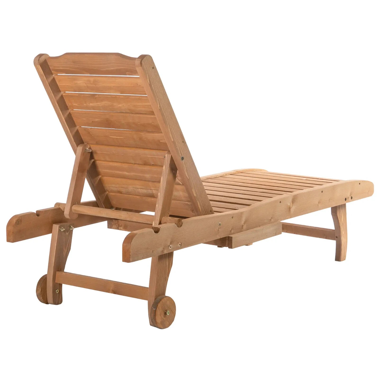 Wooden Sun Lounger Outdoor Patio Sun Bed with Pull Out Table - Garden Recliner - Home and Garden Furniture Shop - rustic - furniture