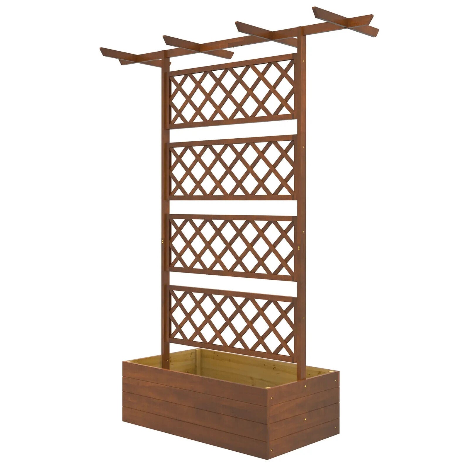 Wooden Trellis Planter Box Raised Garden Bed for Vegetables Herbs Flowers Orange - Home and Garden Furniture Shop - #rustic - furniture#