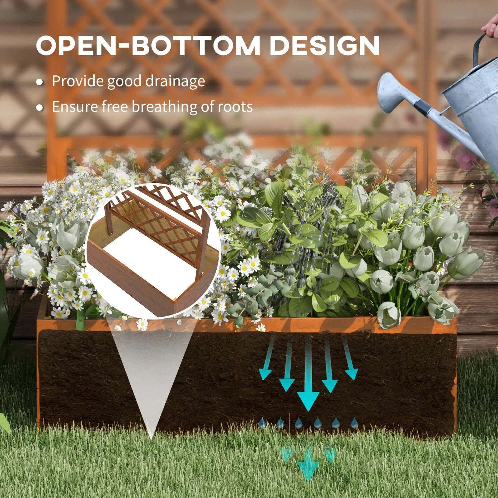 Wooden Trellis Planter Box Raised Garden Bed for Vegetables Herbs Flowers Orange - Home and Garden Furniture Shop - #rustic - furniture#