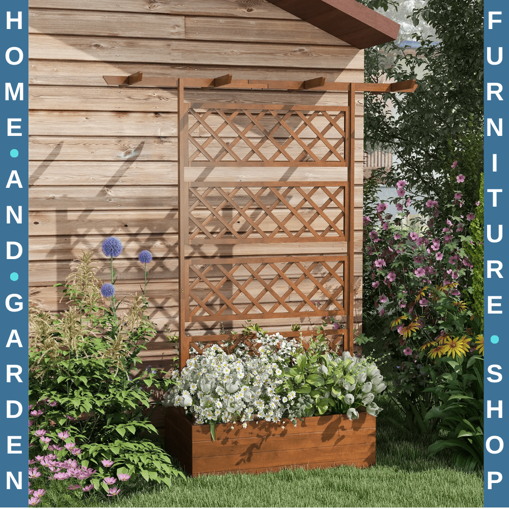 Wooden Trellis Planter Box Raised Garden Bed for Vegetables Herbs Flowers Orange - Home and Garden Furniture Shop - #rustic - furniture#
