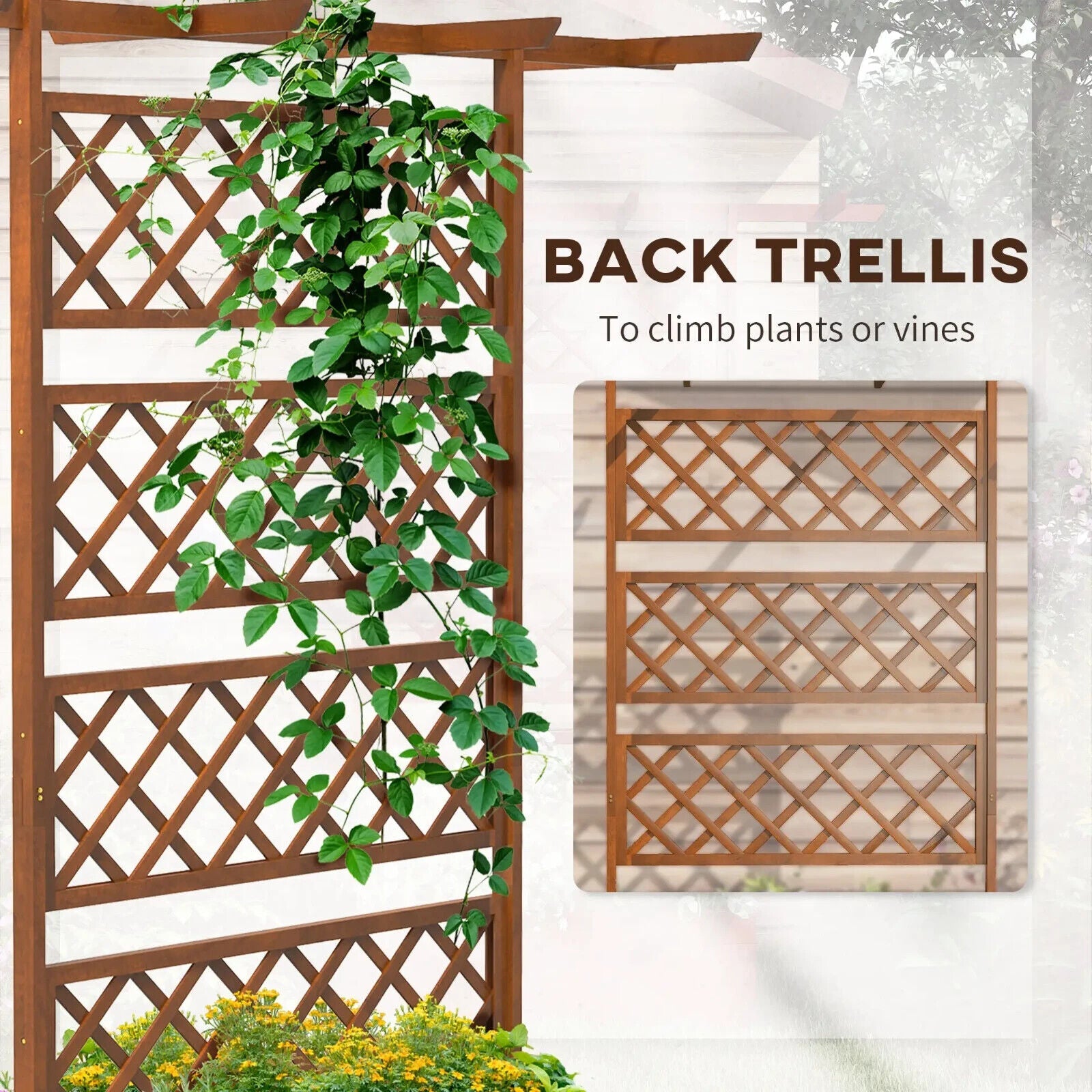 Wooden Trellis Planter Box Raised Garden Bed for Vegetables Herbs Flowers Orange - Home and Garden Furniture Shop - #rustic - furniture#