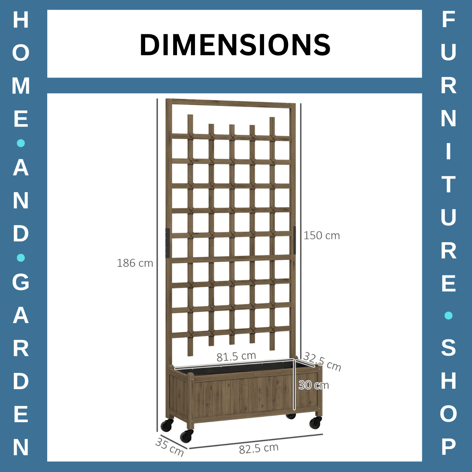 Wooden Trellis Planter Raised Garden Bed w/ Wheels Bed Liner for Vegetables Herb - Home and Garden Furniture Shop - rustic - furniture