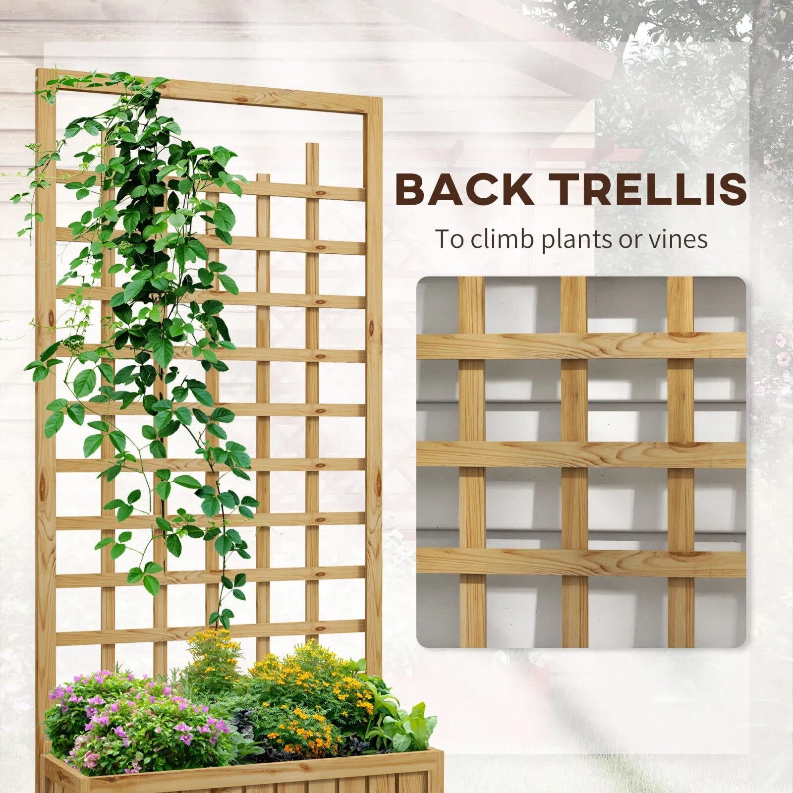 Wooden Trellis Planter Raised Garden Bed with Wheels & Liner for Climbing Plant - Home and Garden Furniture Shop - rustic - furniture