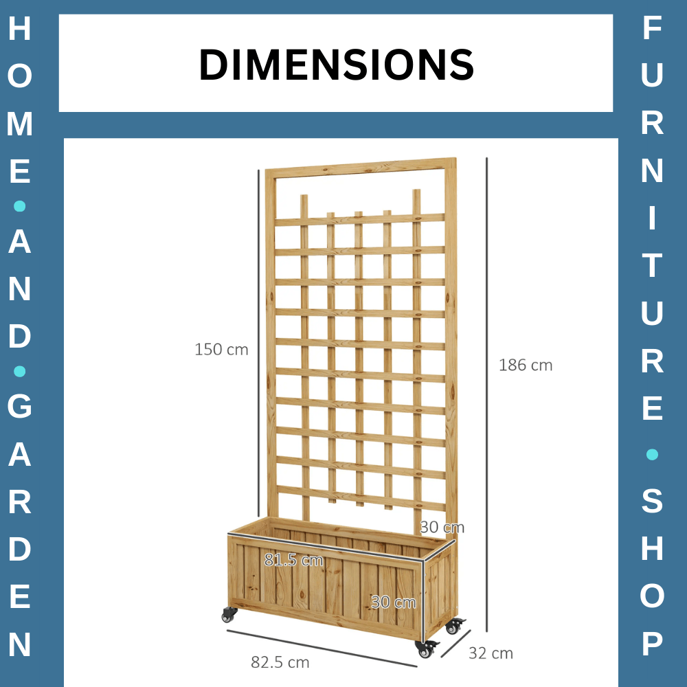 Wooden Trellis Planter Raised Garden Bed with Wheels & Liner for Climbing Plant - Home and Garden Furniture Shop - #rustic - furniture#