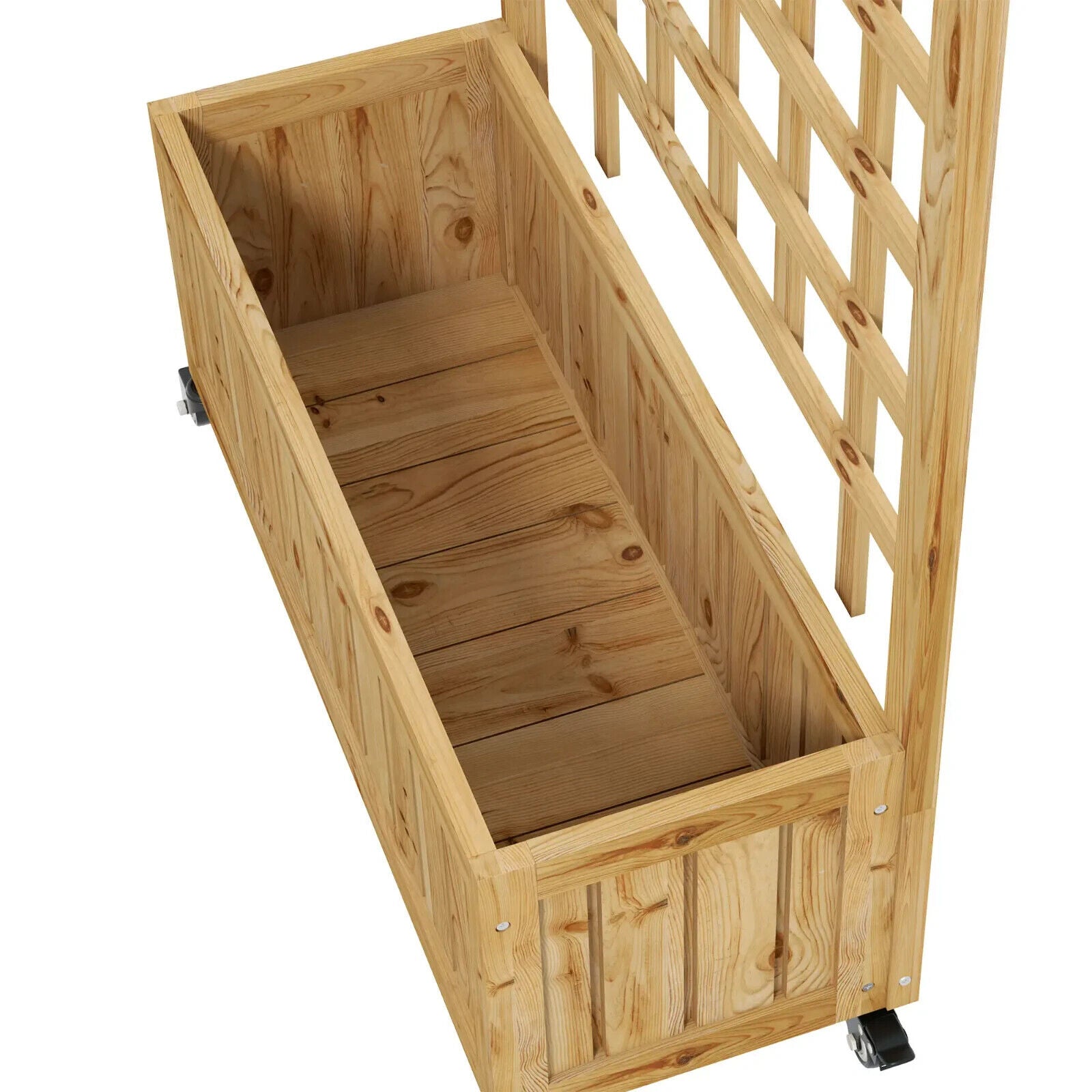 Wooden Trellis Planter Raised Garden Bed with Wheels & Liner for Climbing Plant - Home and Garden Furniture Shop - #rustic - furniture#