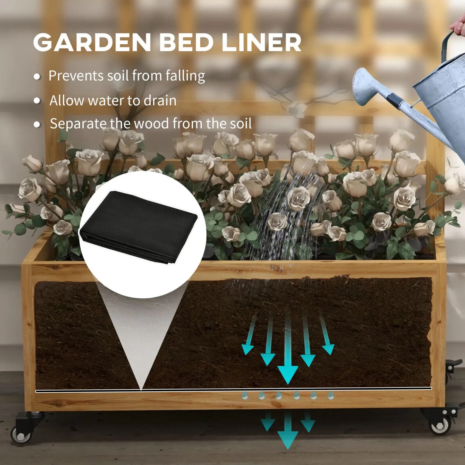 Wooden Trellis Planter Raised Garden Bed with Wheels & Liner for Climbing Plant - Home and Garden Furniture Shop - #rustic - furniture#