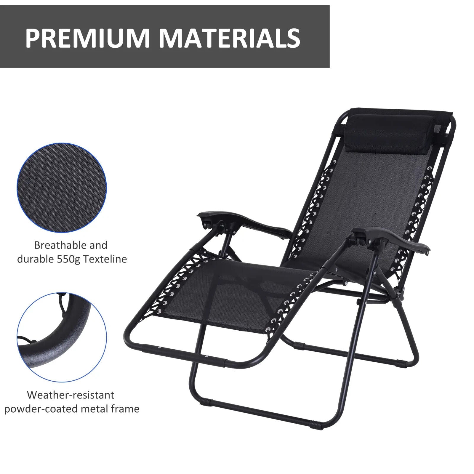 Zero Gravity Adjustable Recliner Chair Outdoor Garden Lounger with Steel Frame - Home and Garden Furniture Shop - #rustic - furniture#