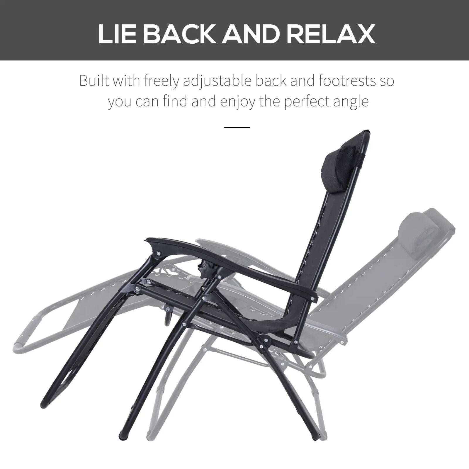 Zero Gravity Adjustable Recliner Chair Outdoor Garden Lounger with Steel Frame - Home and Garden Furniture Shop - #rustic - furniture#