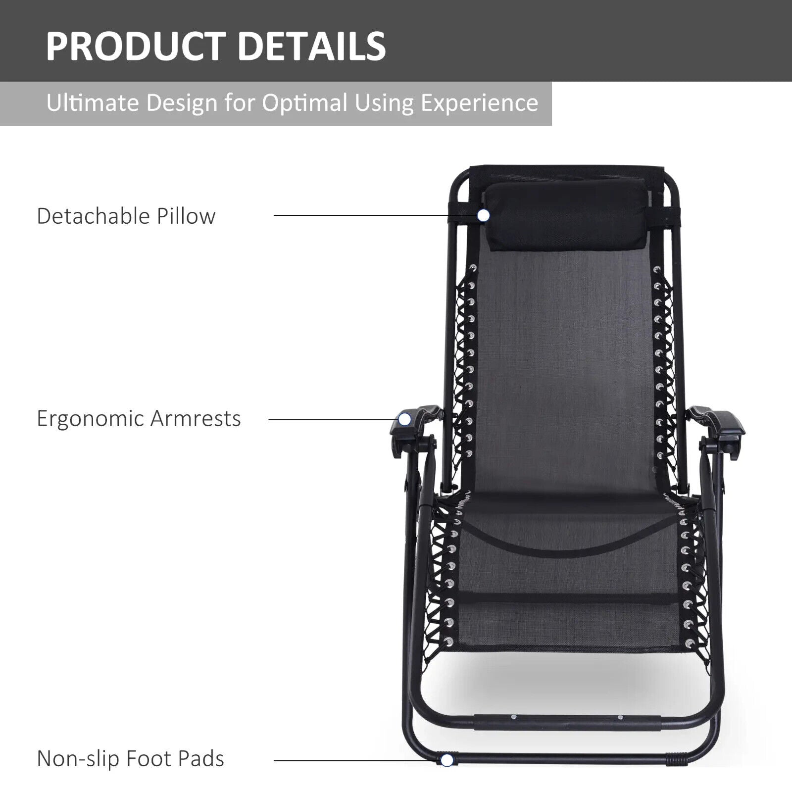 Zero Gravity Adjustable Recliner Chair Outdoor Garden Lounger with Steel Frame - Home and Garden Furniture Shop - #rustic - furniture#