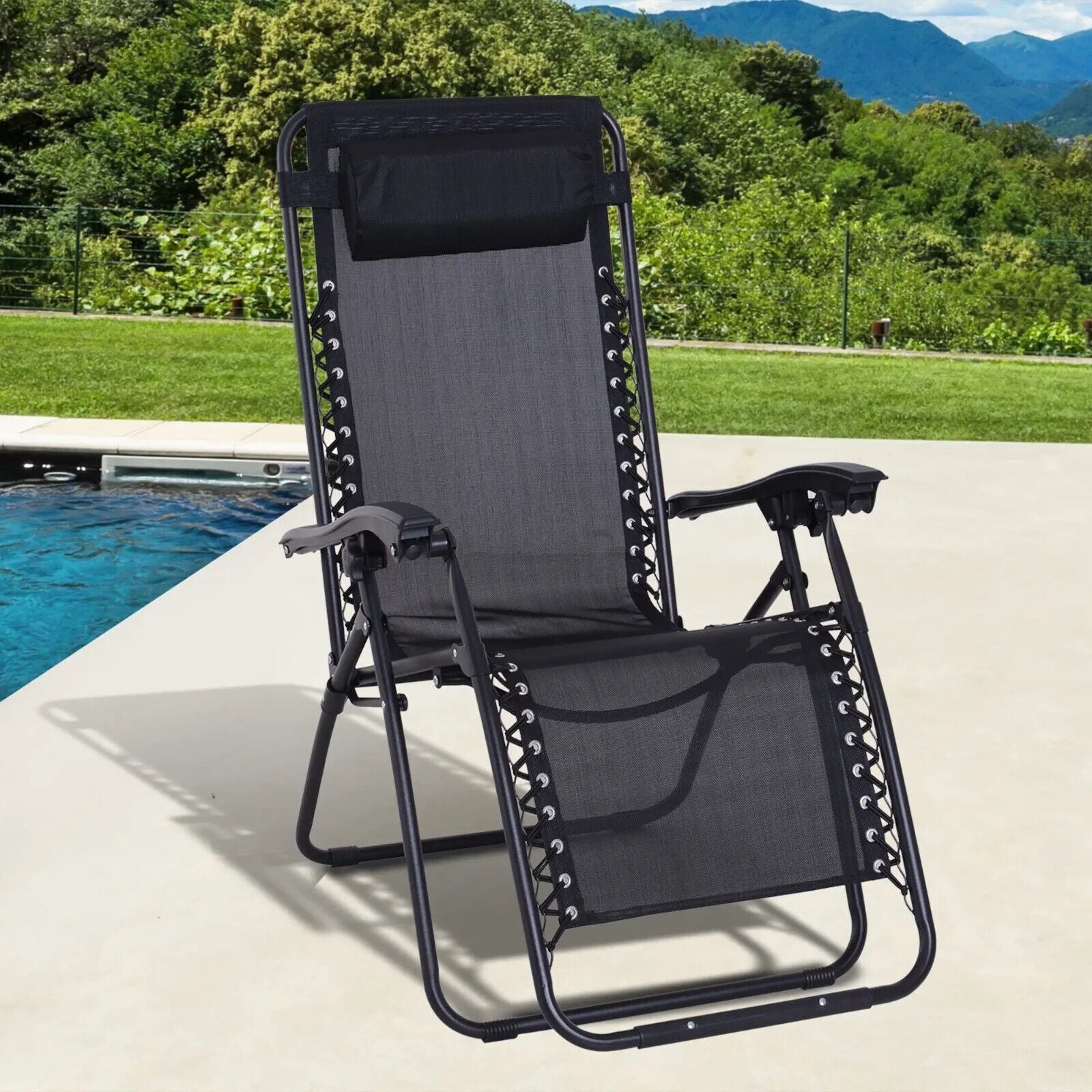 Zero Gravity Adjustable Recliner Chair Outdoor Garden Lounger with Steel Frame - Home and Garden Furniture Shop - #rustic - furniture#