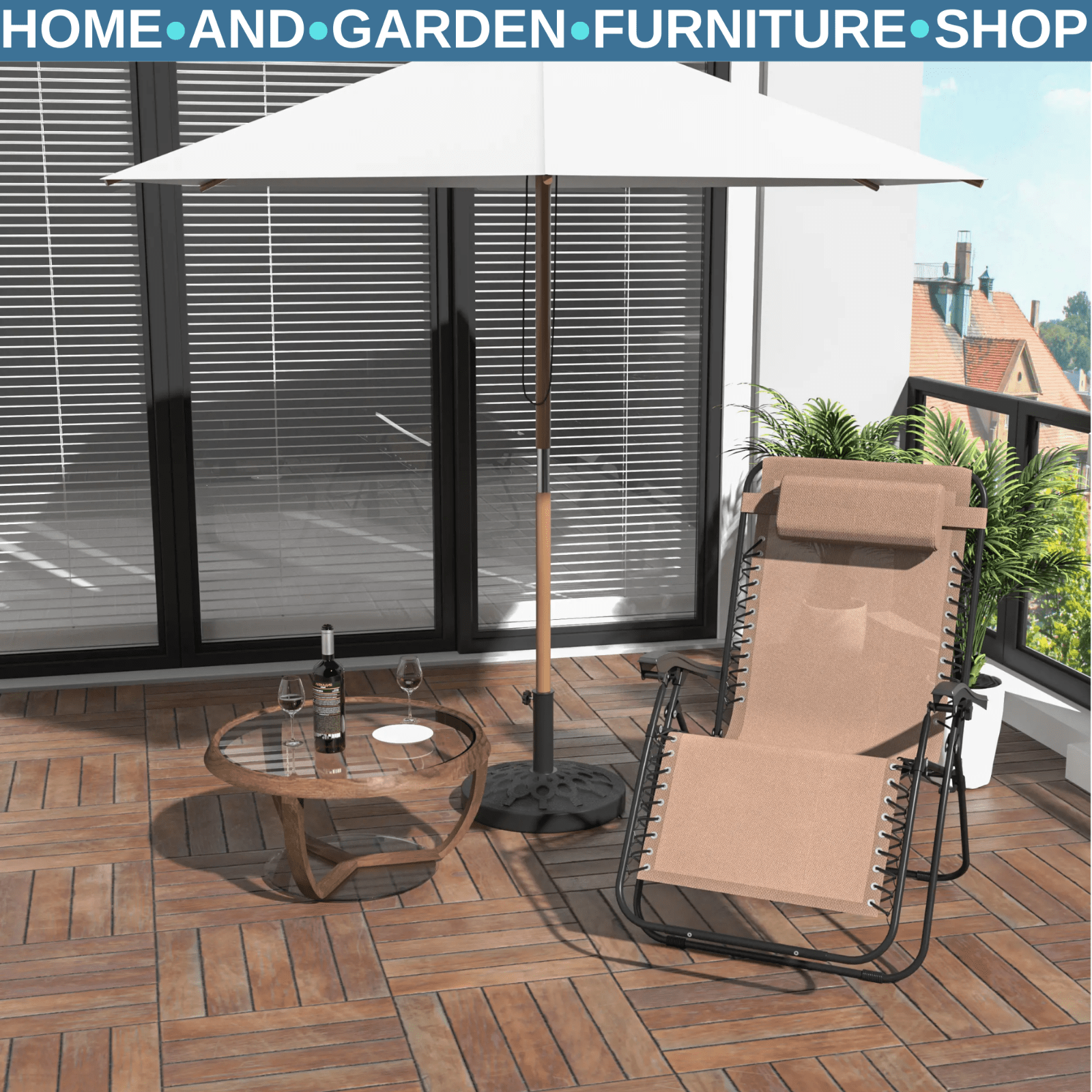 Zero Gravity Adjustable Reclining Chair w/ Steel Frame and Texteline for Outdoor - Home and Garden Furniture Shop - #rustic - furniture#