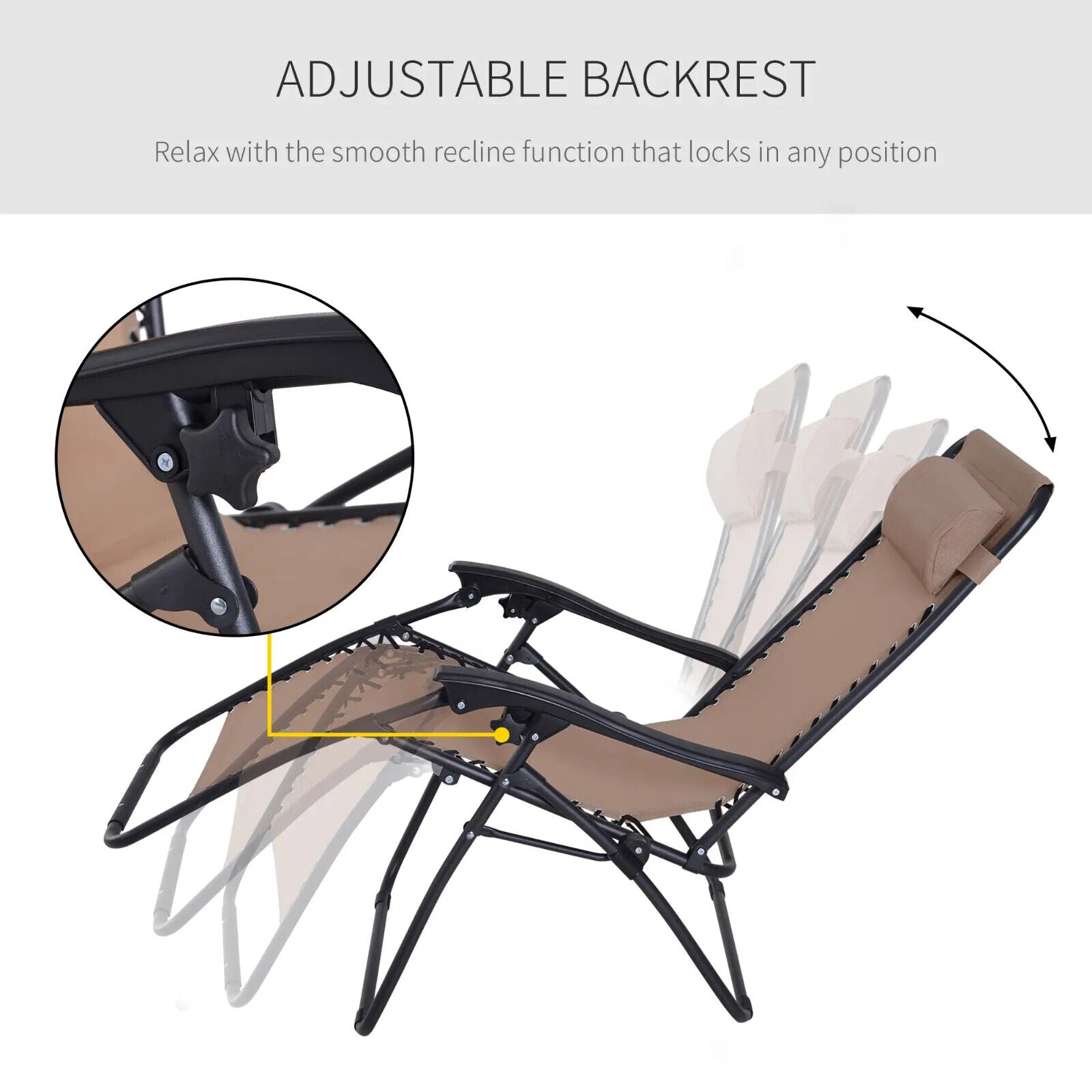 Zero Gravity Adjustable Reclining Chair w/ Steel Frame and Texteline for Outdoor - Home and Garden Furniture Shop - #rustic - furniture#