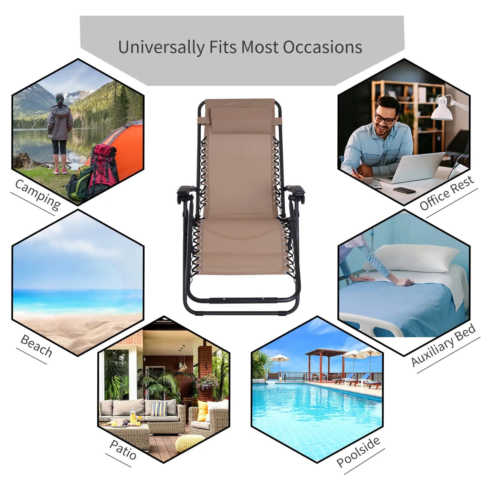 Zero Gravity Adjustable Reclining Chair w/ Steel Frame and Texteline for Outdoor - Home and Garden Furniture Shop - #rustic - furniture#