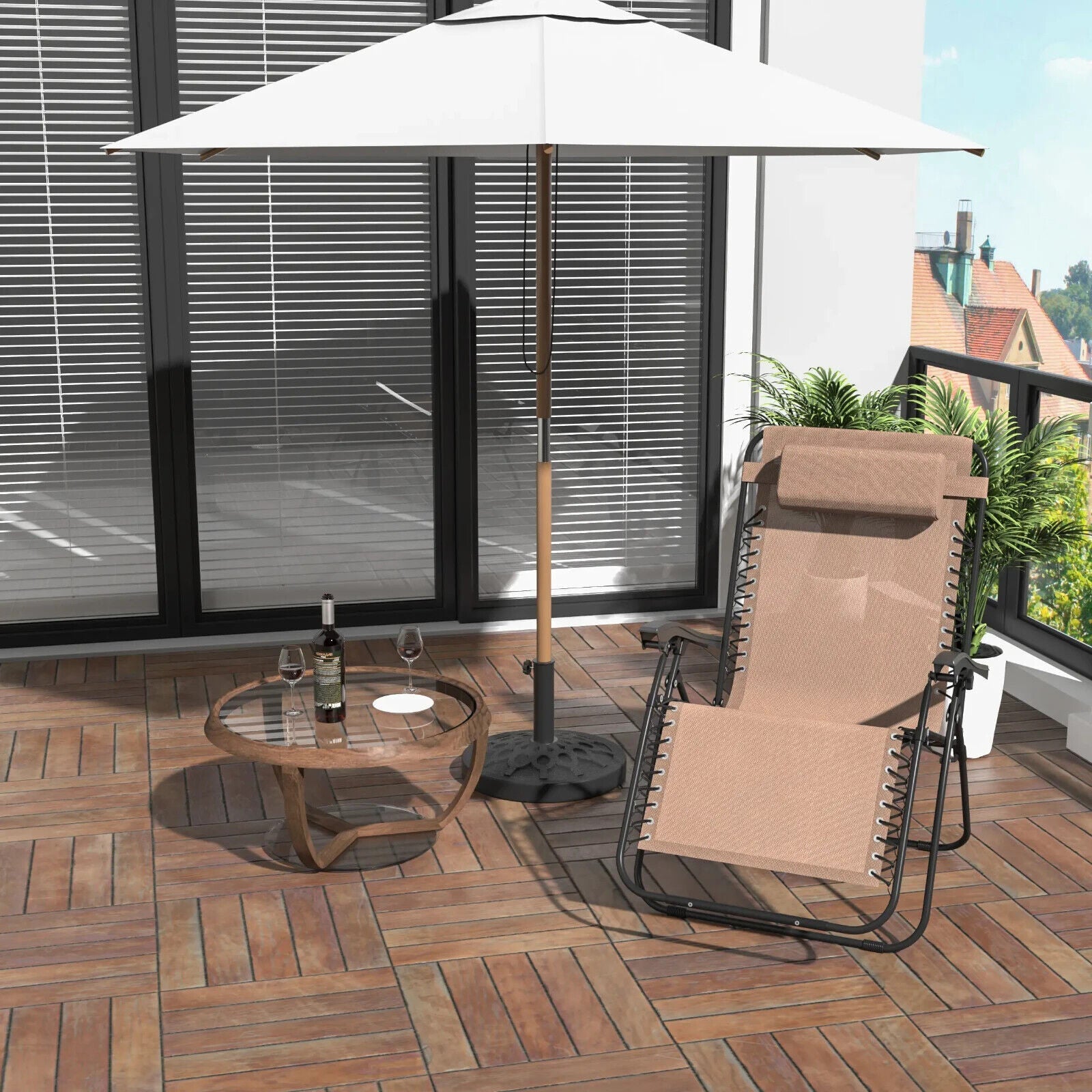 Zero Gravity Adjustable Reclining Chair w/ Steel Frame and Texteline for Outdoor - Home and Garden Furniture Shop - #rustic - furniture#