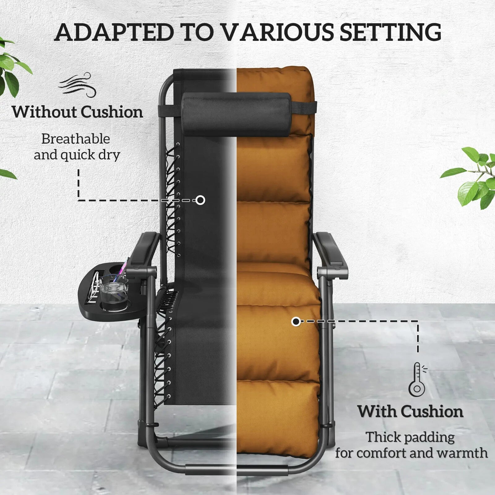 Zero Gravity Chairs Set of 2 Folding Reclining Garden Loungers with Cushions - Home and Garden Furniture Shop - rustic - furniture