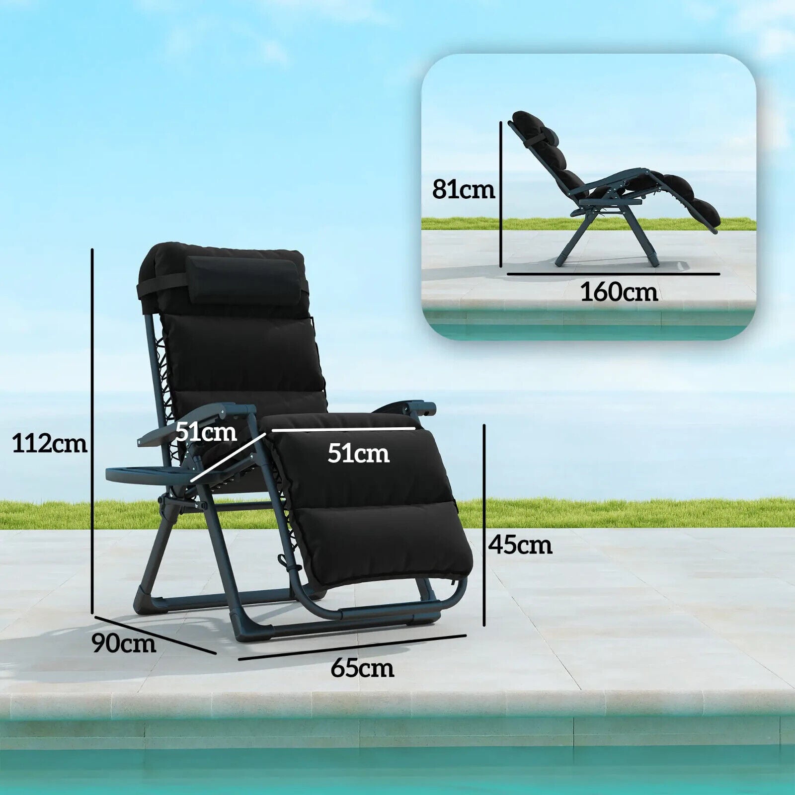 Zero Gravity Chairs Set of 2 Reclining Garden Sun Loungers with Cushions Folding - Home and Garden Furniture Shop - #rustic - furniture#