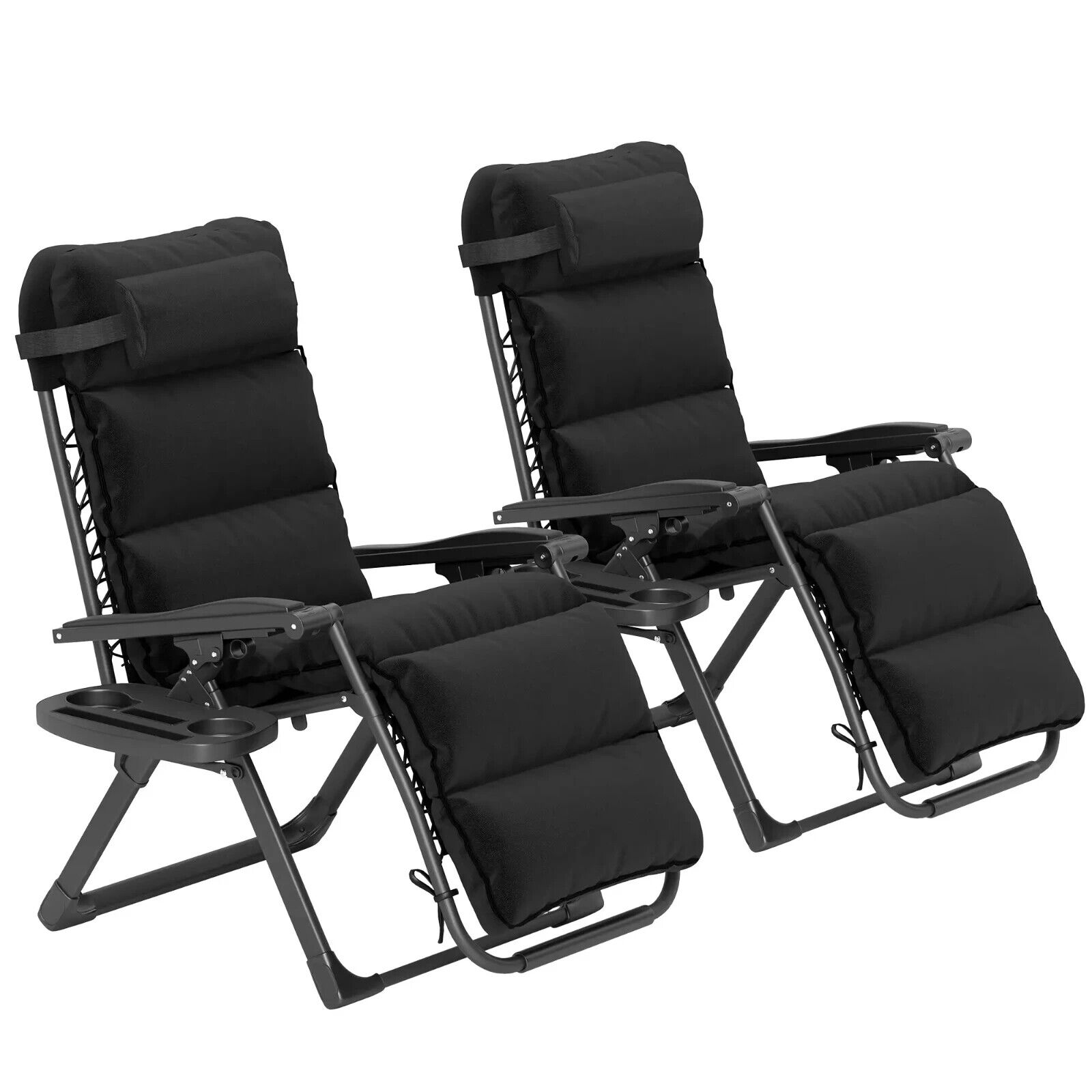 Zero Gravity Chairs Set of 2 Reclining Garden Sun Loungers with Cushions Folding - Home and Garden Furniture Shop - #rustic - furniture#