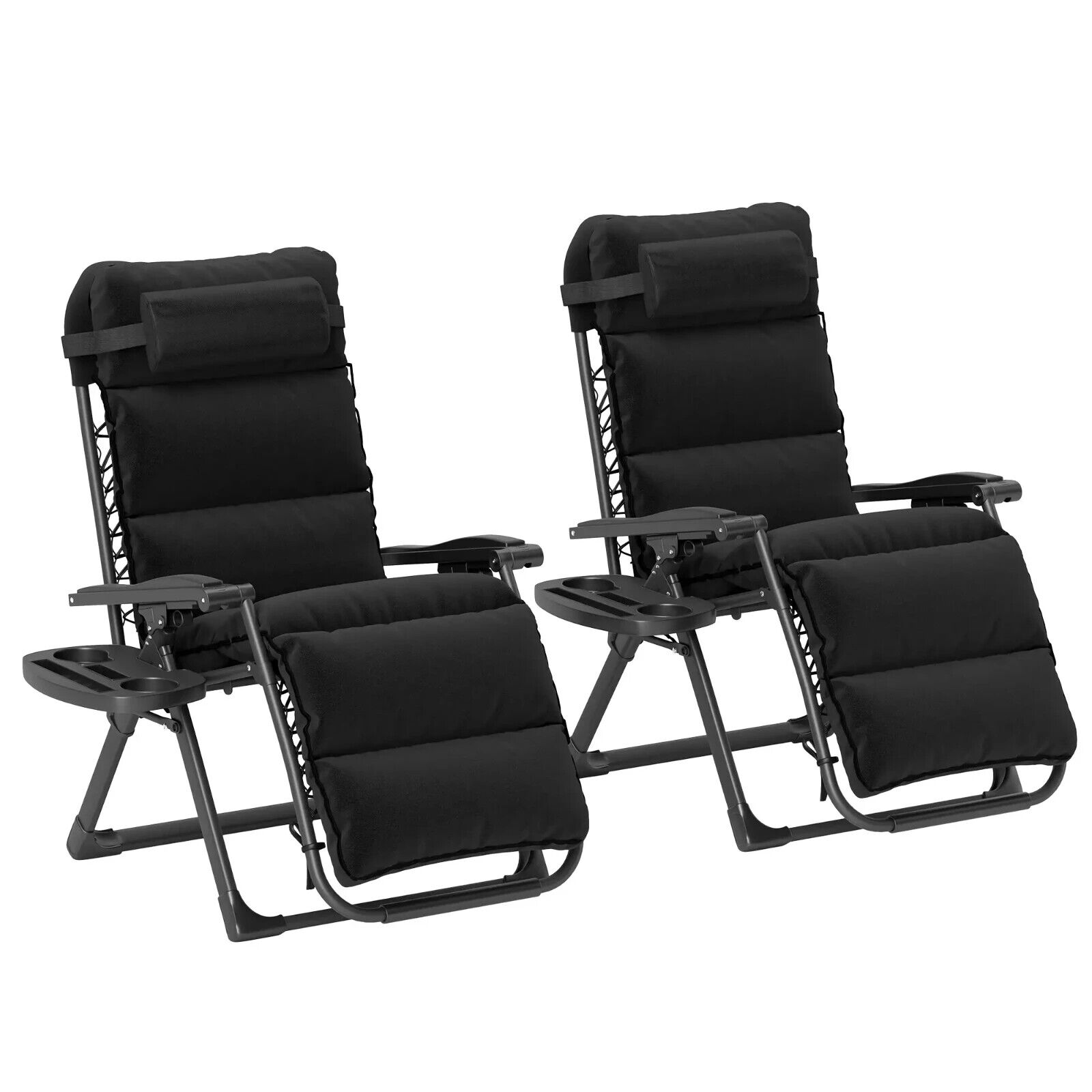 Zero Gravity Chairs Set of 2 Reclining Garden Sun Loungers with Cushions Folding - Home and Garden Furniture Shop - #rustic - furniture#