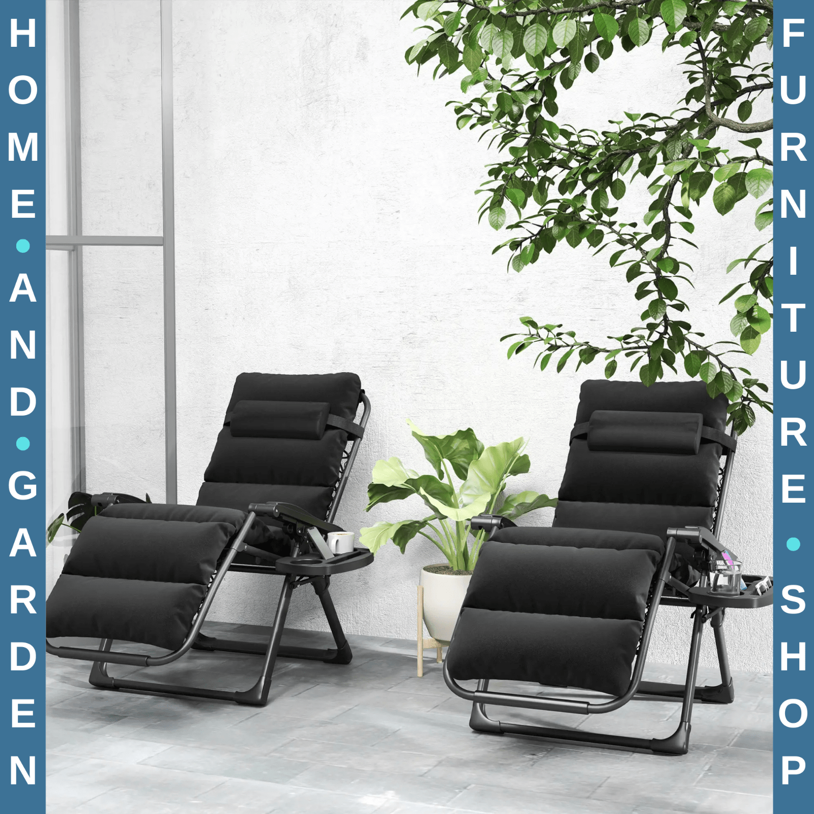 Zero Gravity Chairs Set of 2 Reclining Garden Sun Loungers with Cushions Folding - Home and Garden Furniture Shop - rustic - furniture