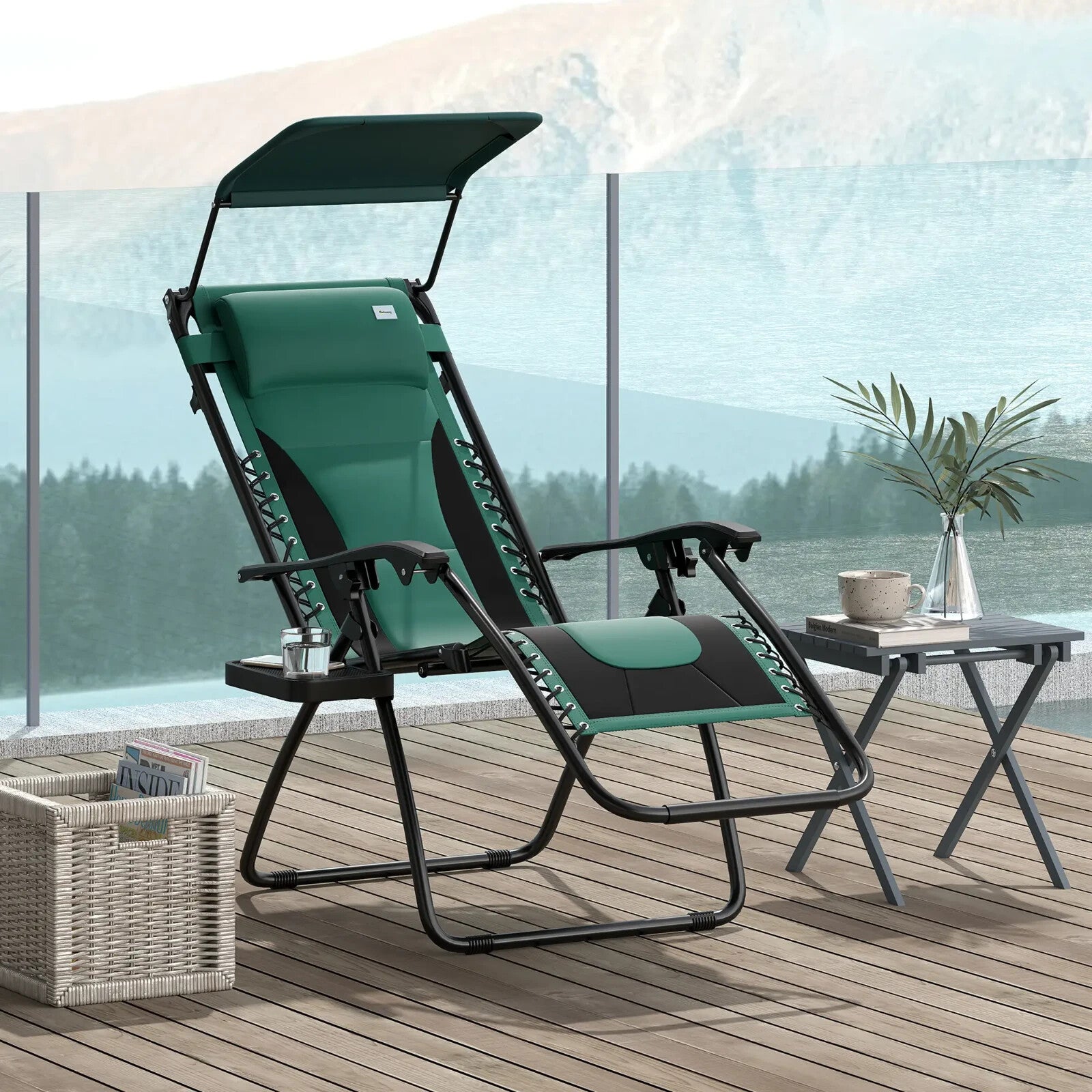 Zero Gravity Lounger Chair Folding Reclining Patio Chair with Shade Cup Holder - Home and Garden Furniture Shop - rustic - furniture