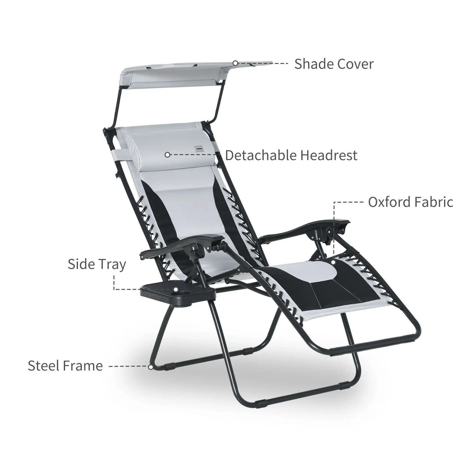 Zero Gravity Reclining Lounger Chair with Shade Cup Headrest for Garden Patio - Home and Garden Furniture Shop - rustic - furniture