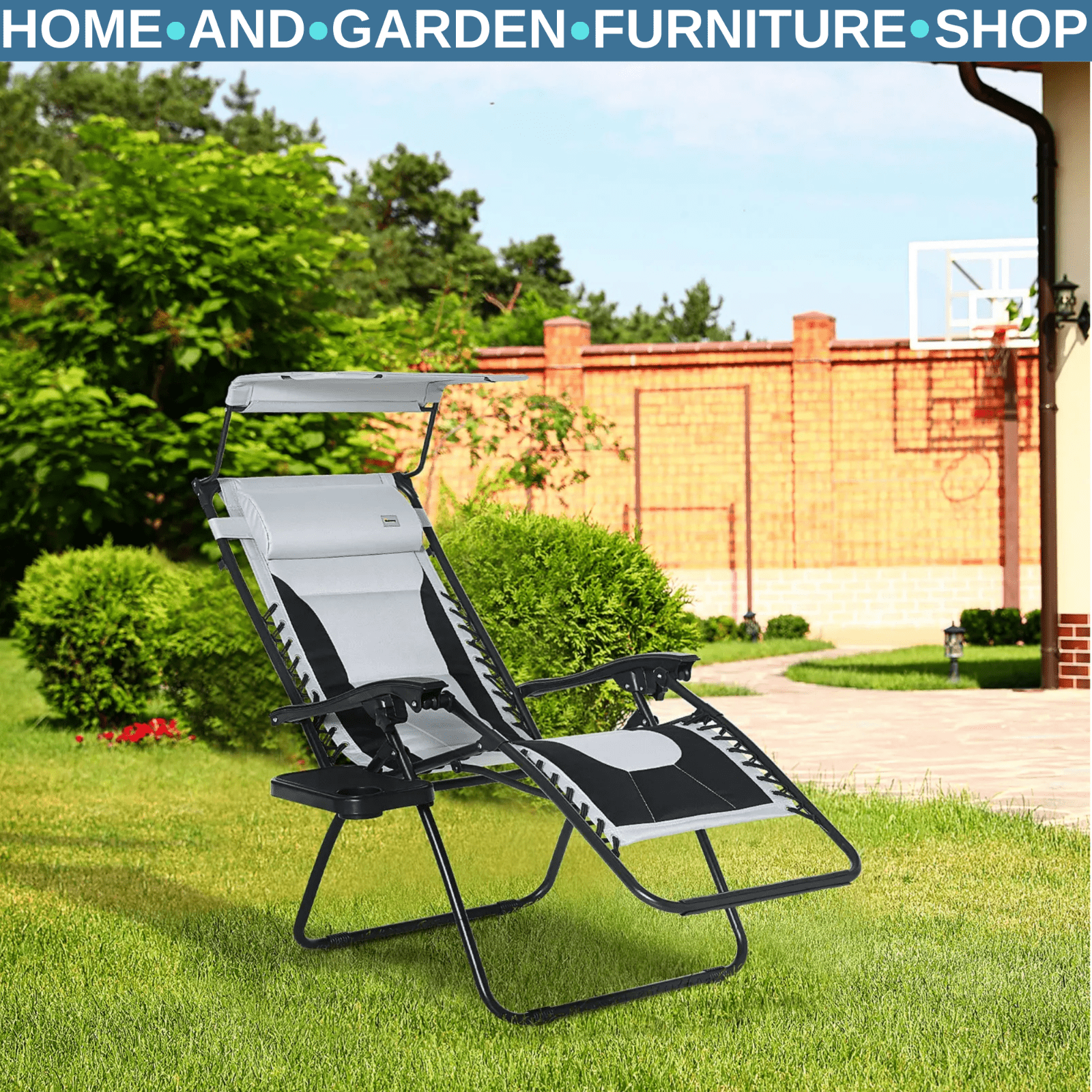 Zero Gravity Reclining Lounger Chair with Shade Cup Headrest for Garden Patio - Home and Garden Furniture Shop - rustic - furniture