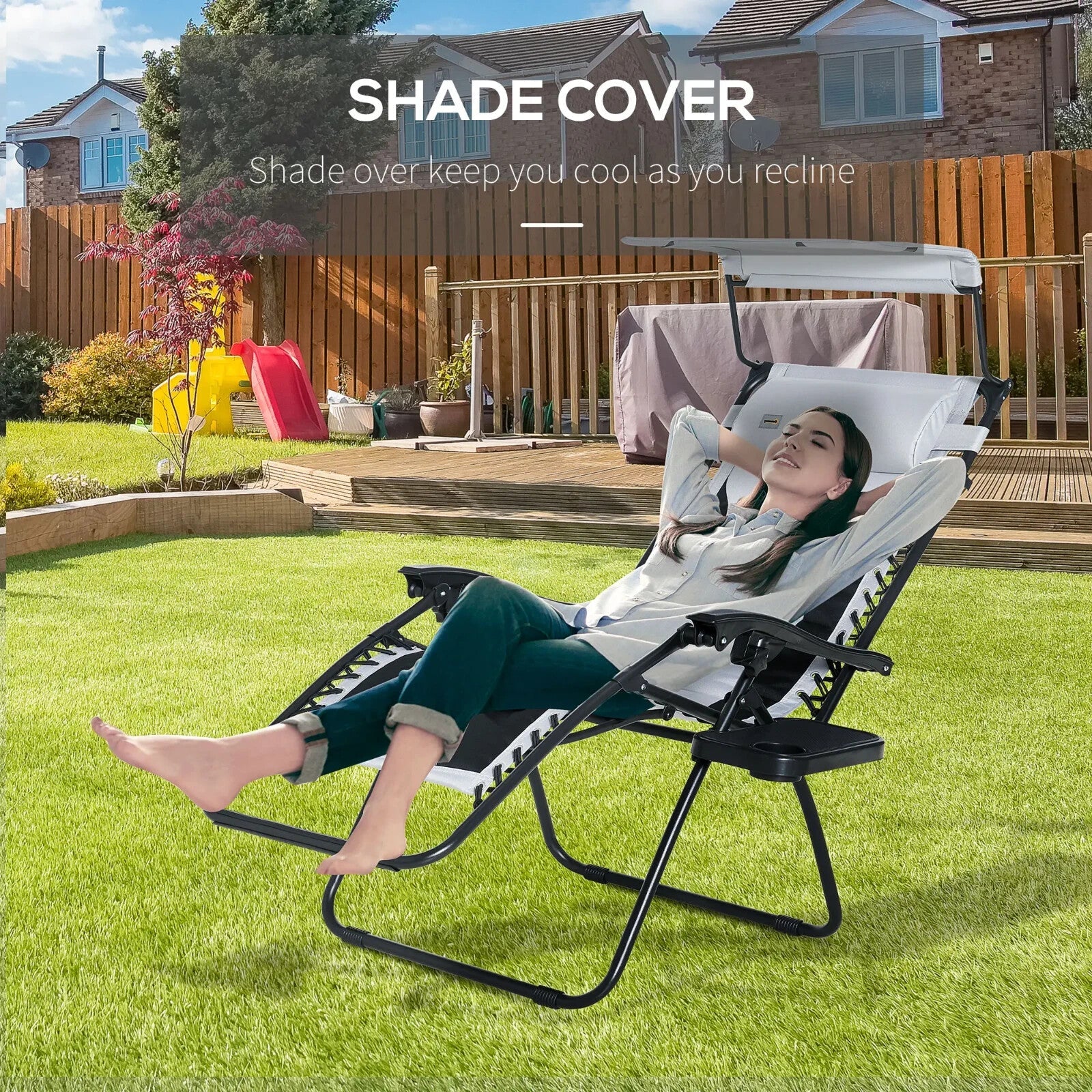 Zero Gravity Reclining Lounger Chair with Shade Cup Headrest for Garden Patio - Home and Garden Furniture Shop - rustic - furniture