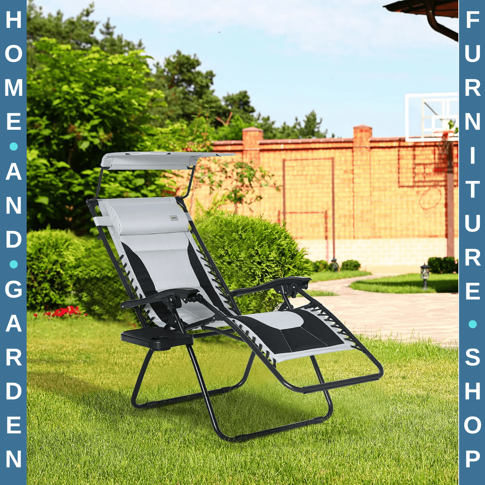 Zero Gravity Reclining Lounger Chair with Shade Cup Headrest for Garden Patio - Home and Garden Furniture Shop - rustic - furniture
