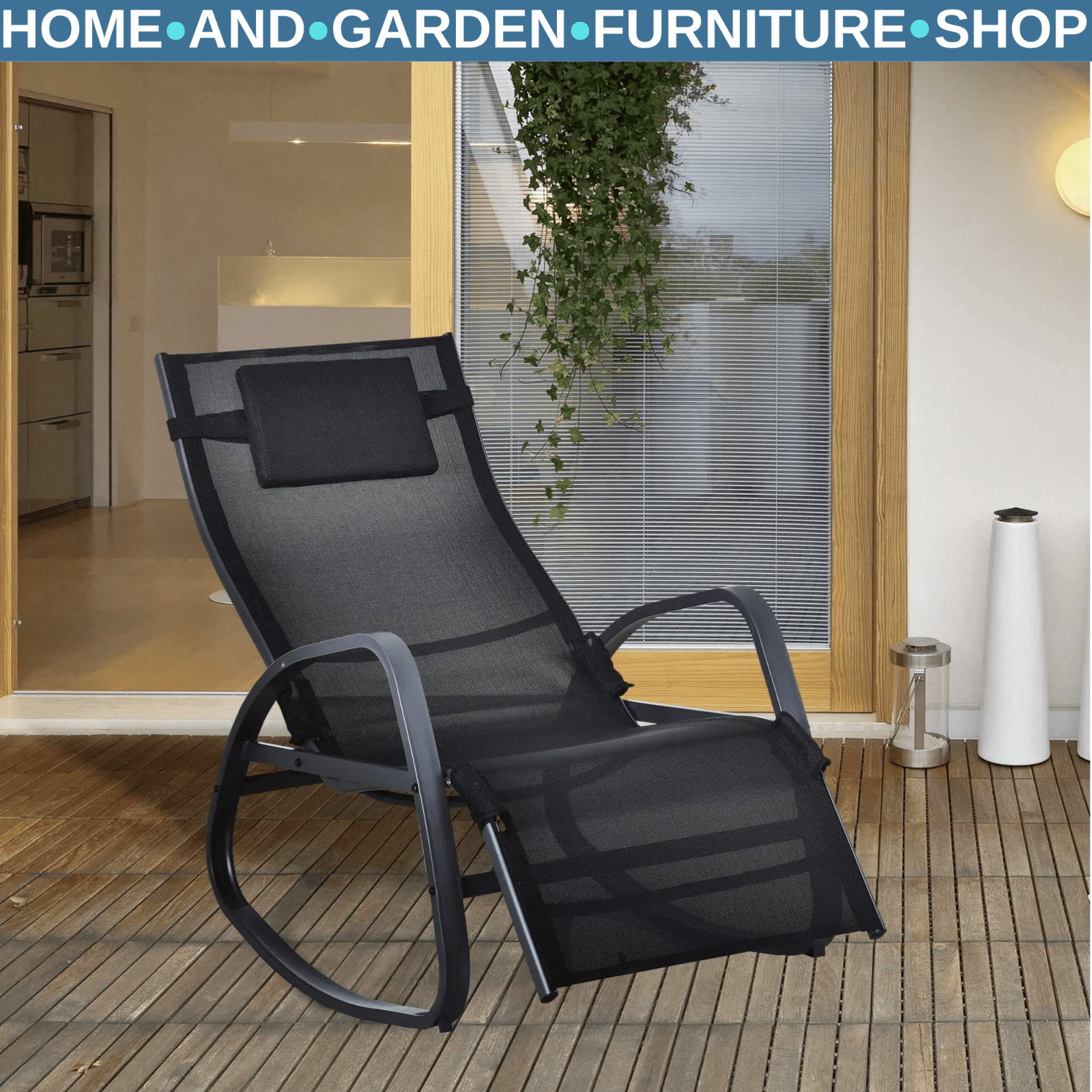 Zero Gravity Rocking Garden Chair with Pillow Outdoor Lounger Metal Frame Seat - Home and Garden Furniture Shop - rustic - furniture