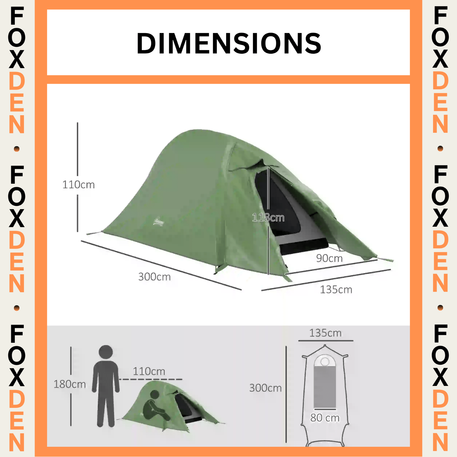 1 2 Man Camping Tent 2000mm Waterproof Air Vents Lightweight Double Skin FOXDEN - Home and Garden Furniture Shop - rustic - furniture