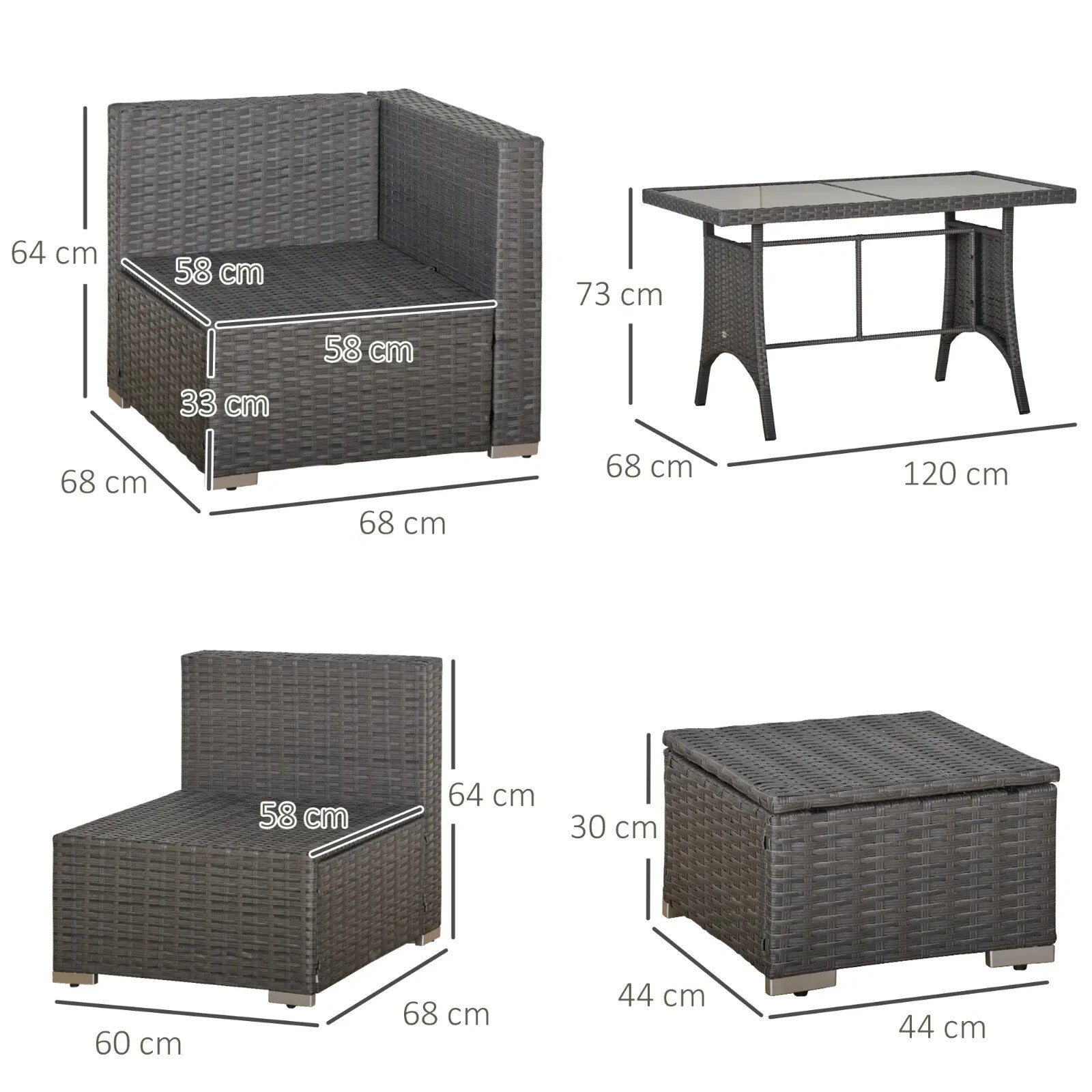 10 Piece Rattan Sofa Set Outdoor Patio Lounge Cushioned Garden Wicker Furniture - Home and Garden Furniture Shop - rustic - furniture