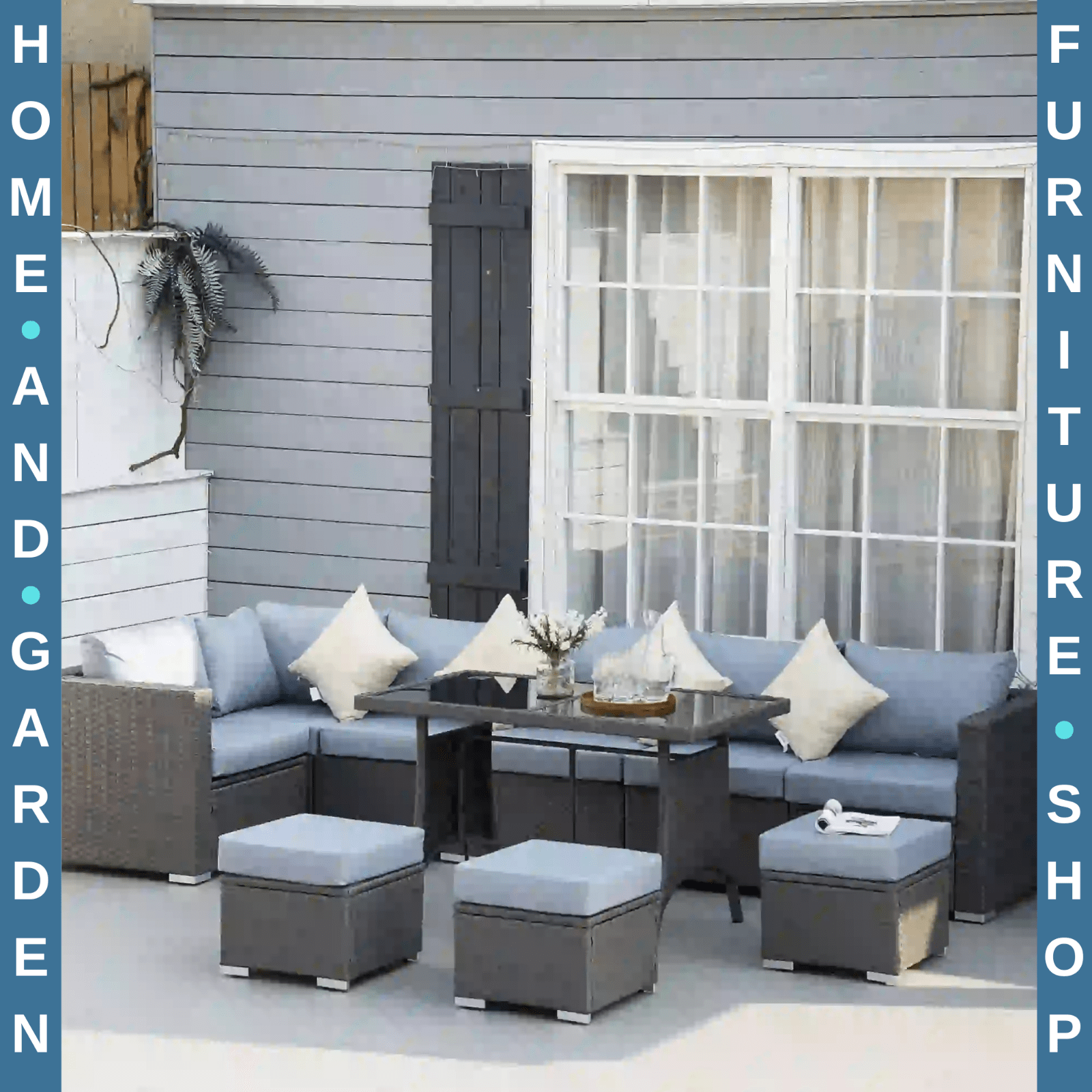 10 Piece Rattan Sofa Set Outdoor Patio Lounge Cushioned Garden Wicker Furniture - Home and Garden Furniture Shop - rustic - furniture