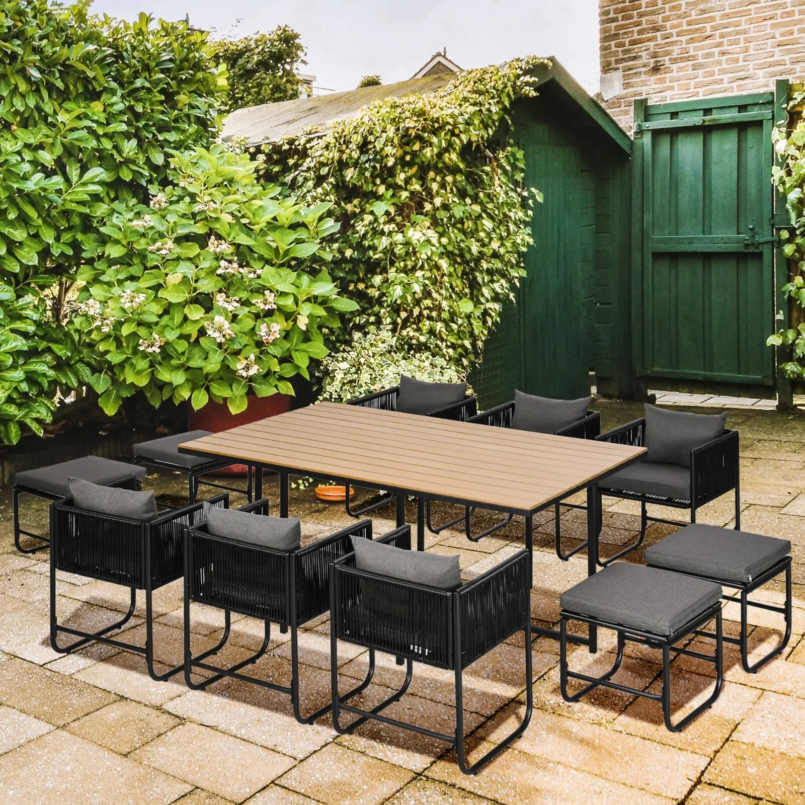10 Seater Rattan Cube Garden Furniture Set with 6 Armchairs 4 Stools & Top Table - Home and Garden Furniture Shop - rustic - furniture