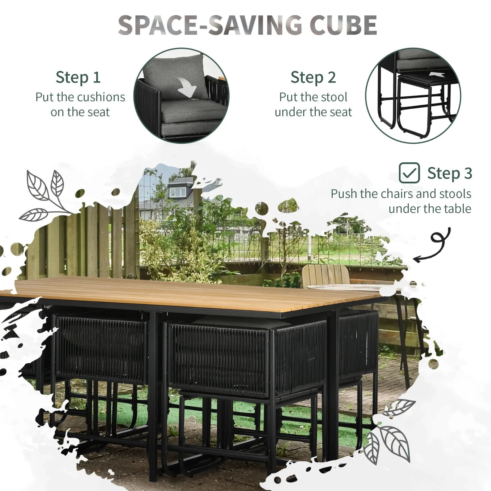 10 Seater Rattan Cube Garden Furniture Set with 6 Armchairs 4 Stools & Top Table - Home and Garden Furniture Shop - rustic - furniture