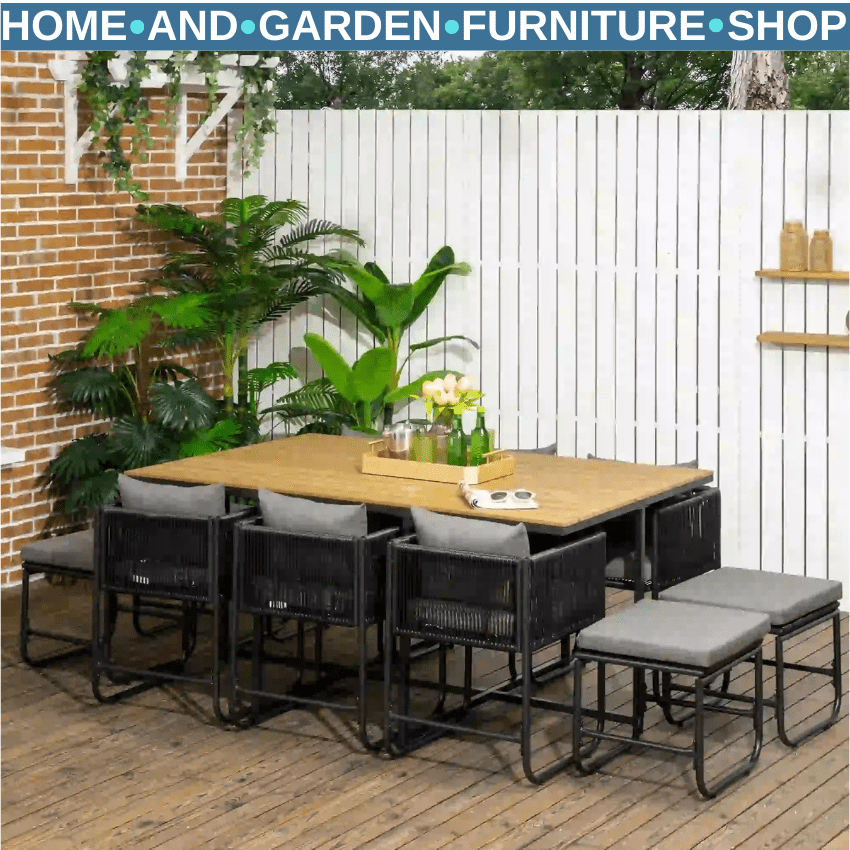 10 Seater Rattan Cube Garden Furniture Set with 6 Armchairs 4 Stools & Top Table - Home and Garden Furniture Shop - rustic - furniture