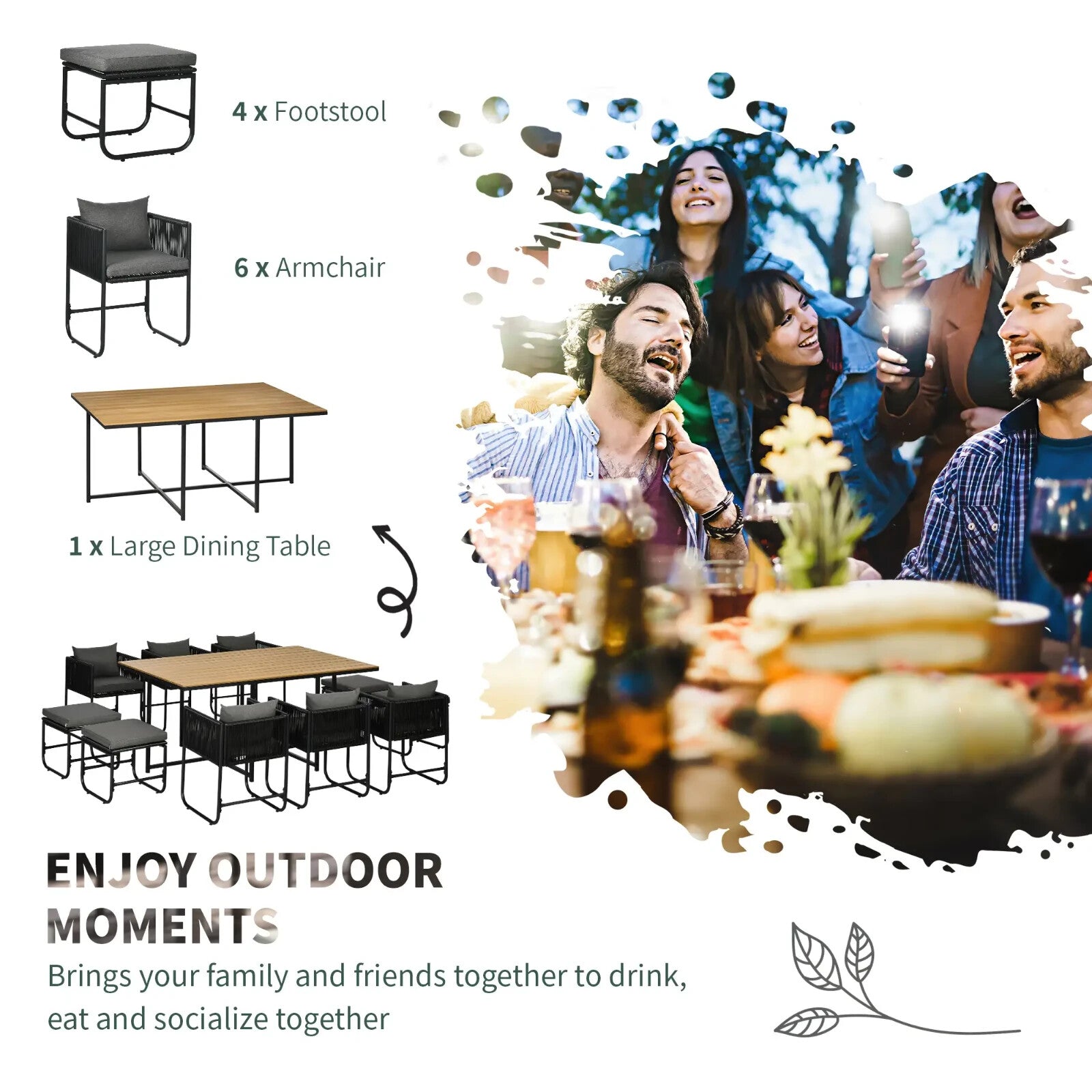 10 Seater Rattan Cube Garden Furniture Set with 6 Armchairs 4 Stools & Top Table - Home and Garden Furniture Shop - rustic - furniture