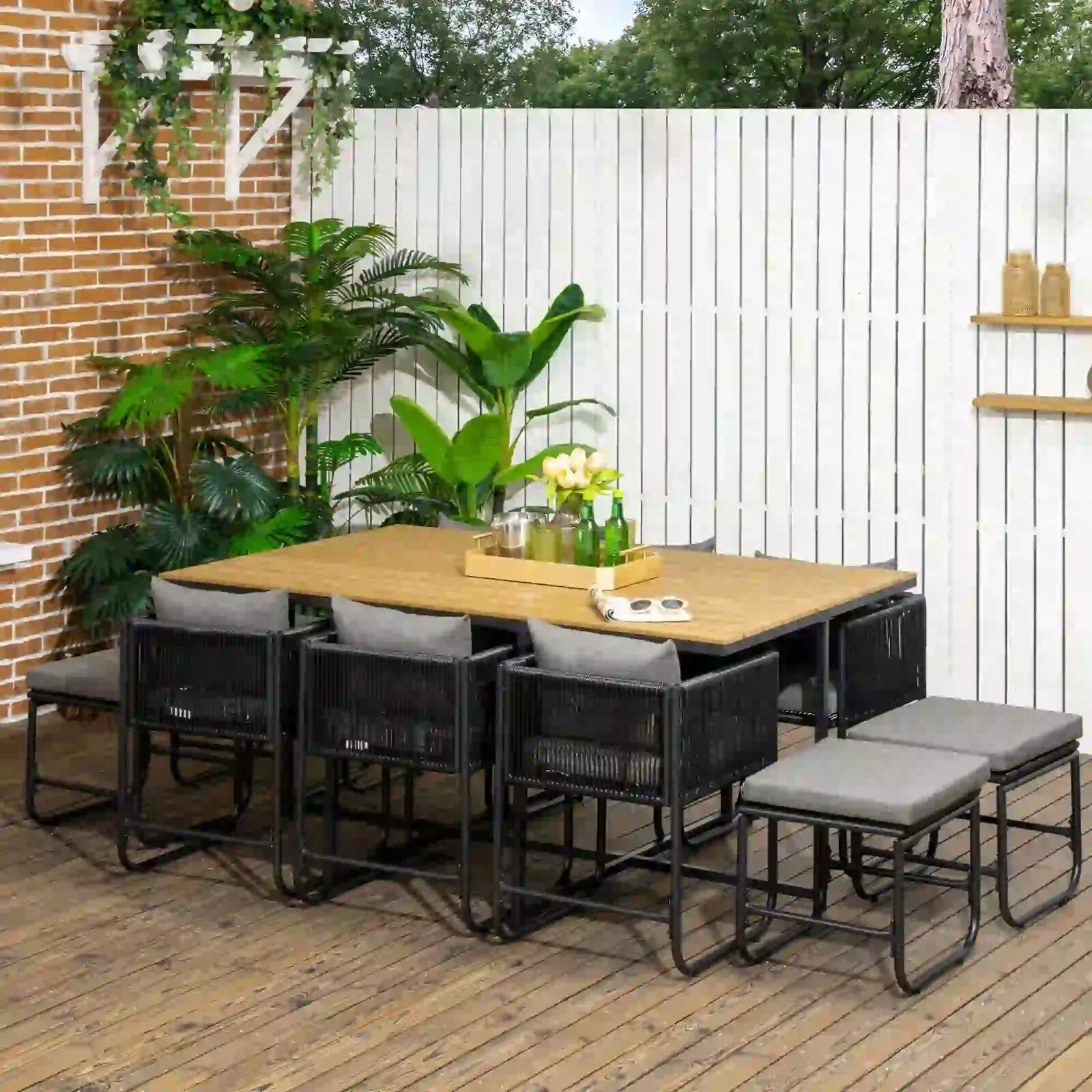 10 Seater Rattan Cube Garden Furniture Set with 6 Armchairs 4 Stools & Top Table - Home and Garden Furniture Shop - rustic - furniture