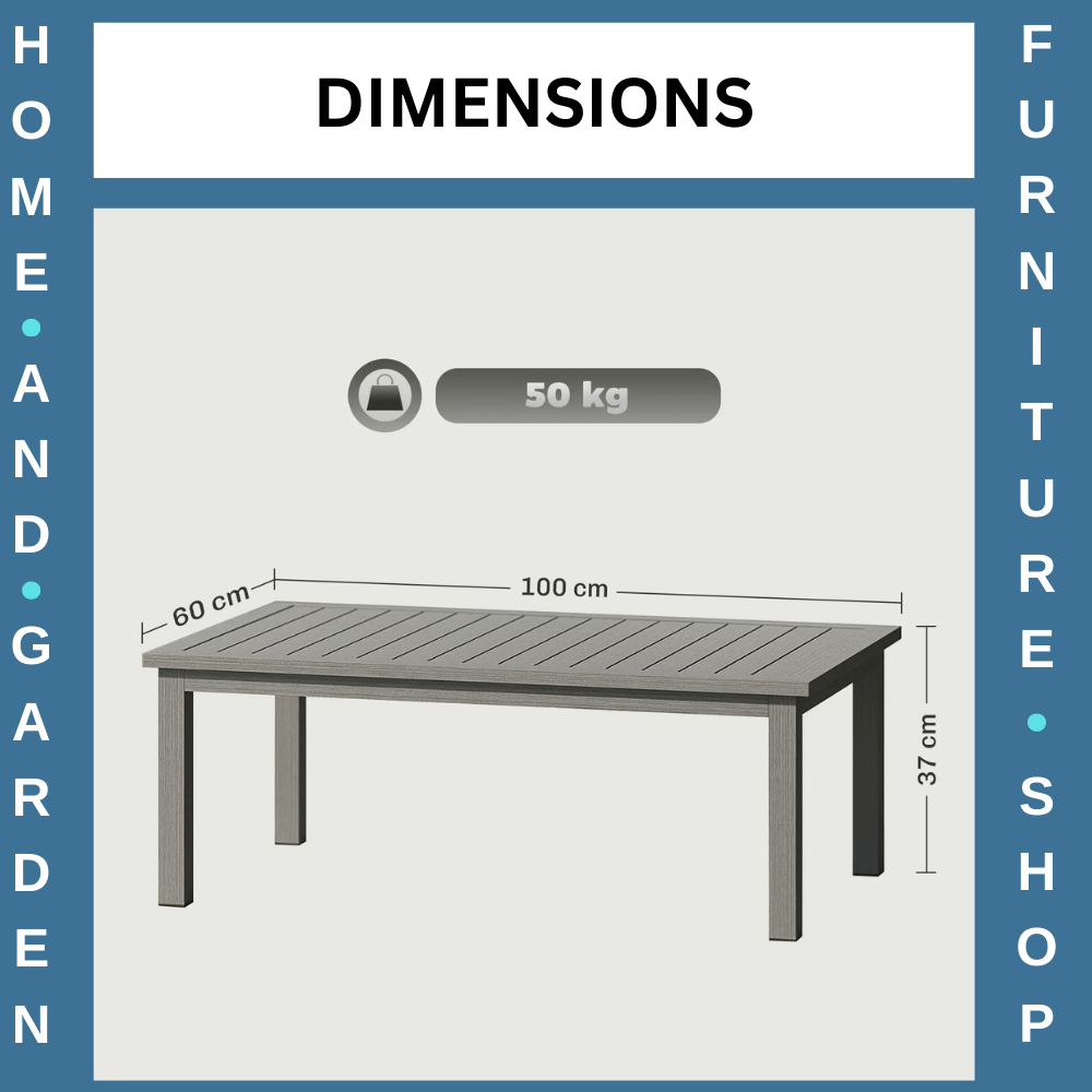 100cm x 60cm Aluminium Outdoor Coffee Table for Patio Garden or Balcony Seating - Home and Garden Furniture Shop - #rustic - furniture#