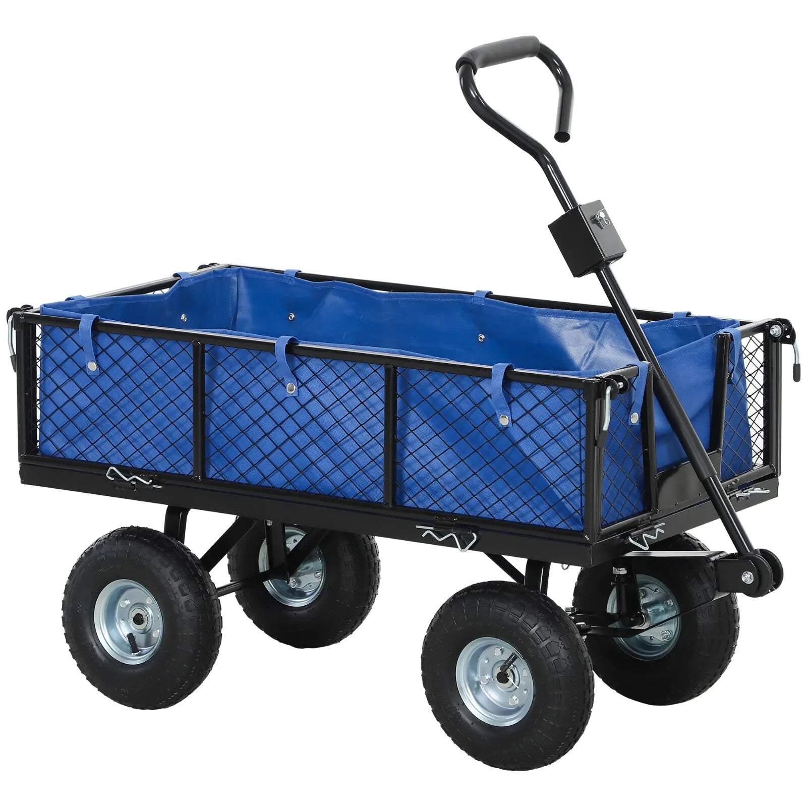 114L Steel Frame Garden Cart Trolley Heavy Duty Outdoor Utility Wagon w/ Handle - Home and Garden Furniture Shop - rustic - furniture