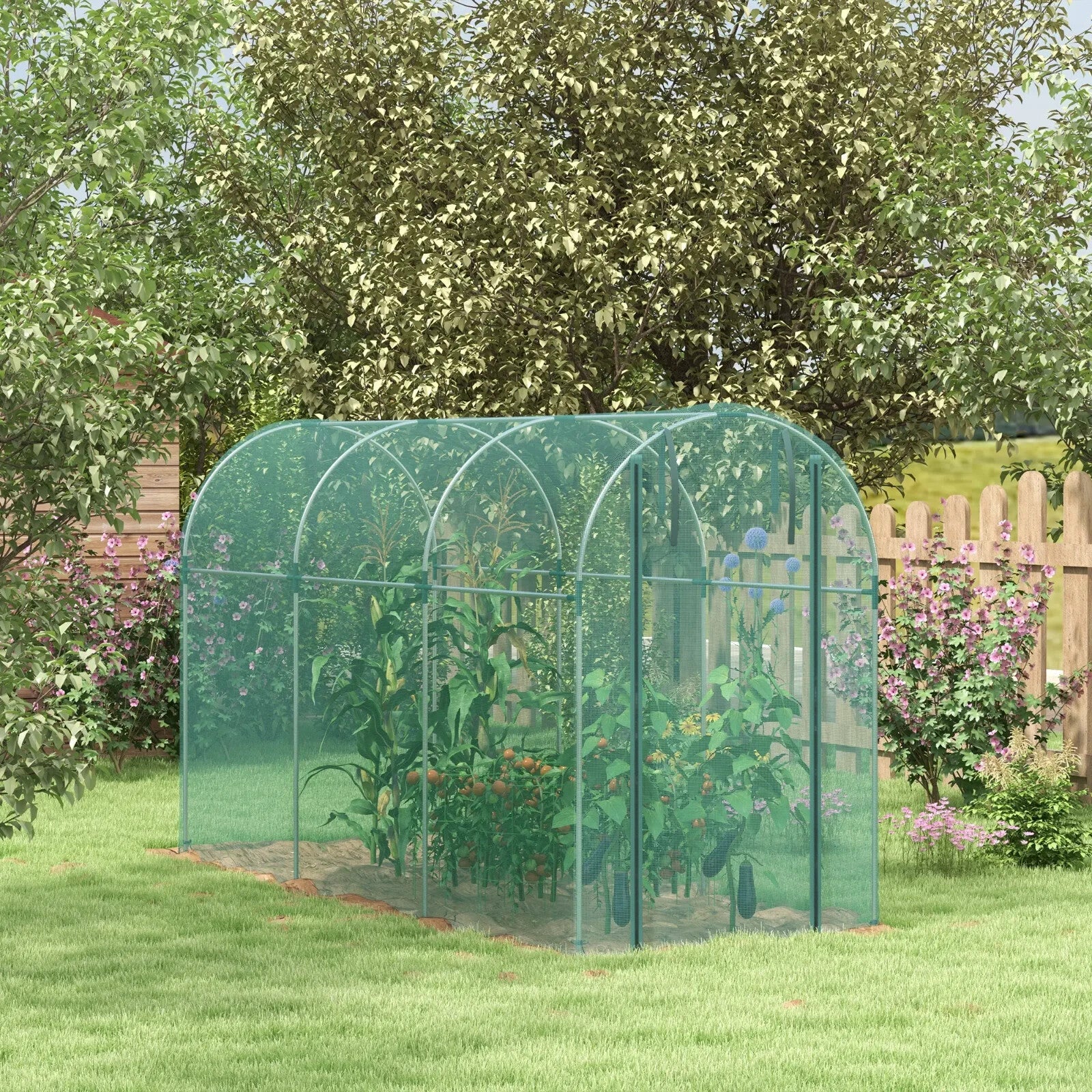 1.2 x 3.6 x 1.9 m Galvanised Steel Fruit Cage Protection Tent with Zipped Door - Home and Garden Furniture Shop - rustic - furniture