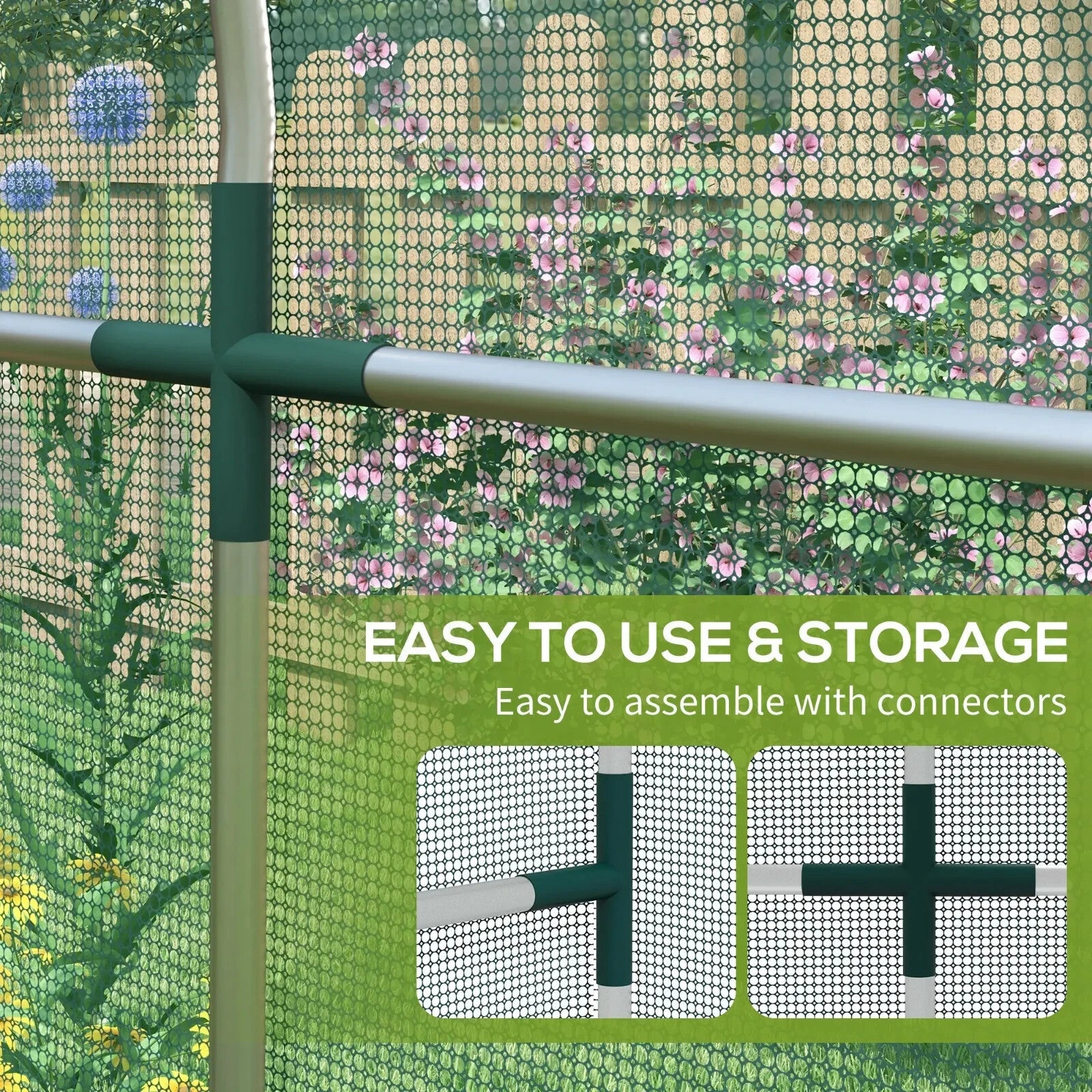 1.2 x 3.6 x 1.9 m Galvanised Steel Fruit Cage Protection Tent with Zipped Door - Home and Garden Furniture Shop - rustic - furniture