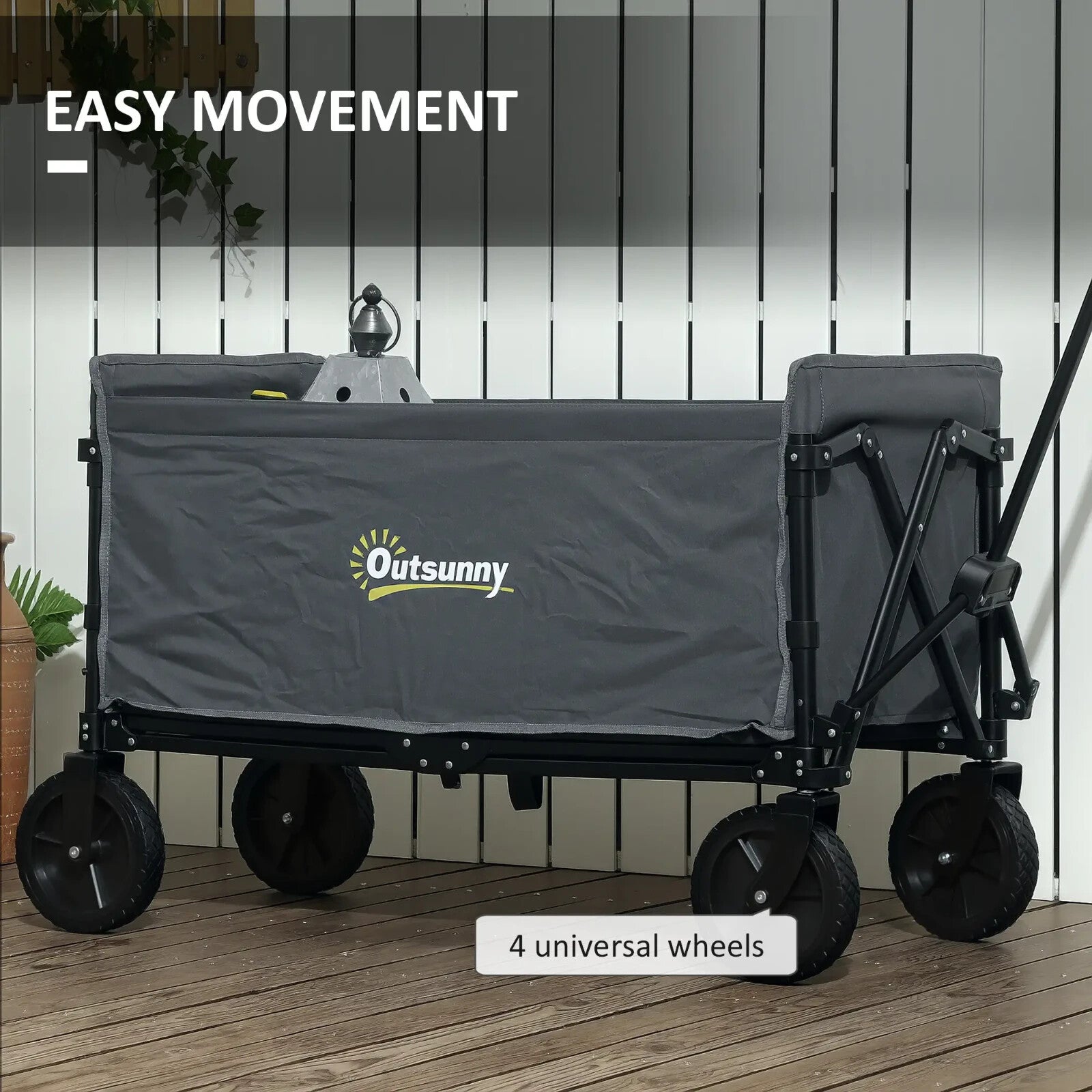 120L Folding Garden Trolley Cart Outdoor Collapsible Wagon with Wheels for Beach - Home and Garden Furniture Shop - rustic - furniture