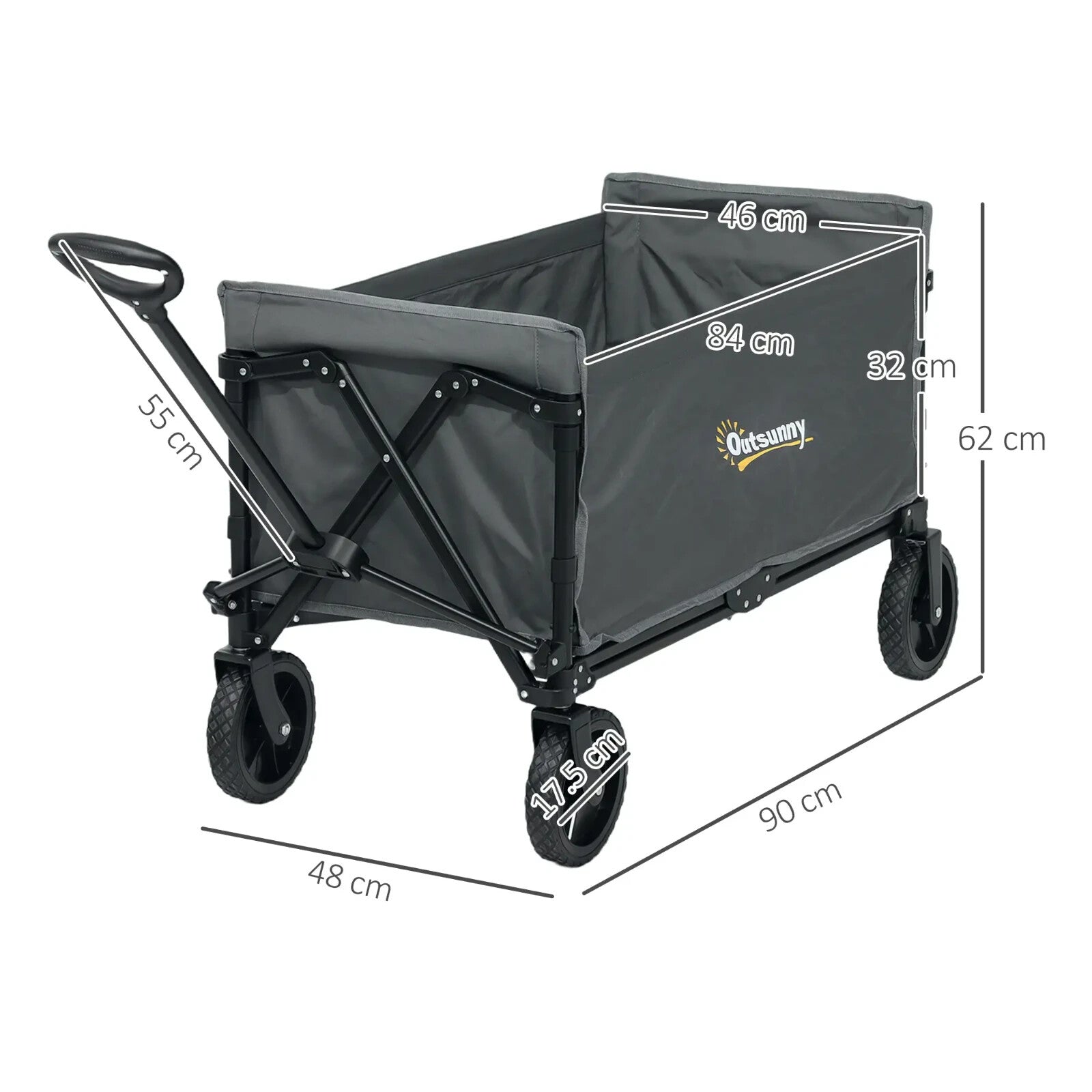 120L Folding Garden Trolley Cart Outdoor Collapsible Wagon with Wheels for Beach - Home and Garden Furniture Shop - rustic - furniture