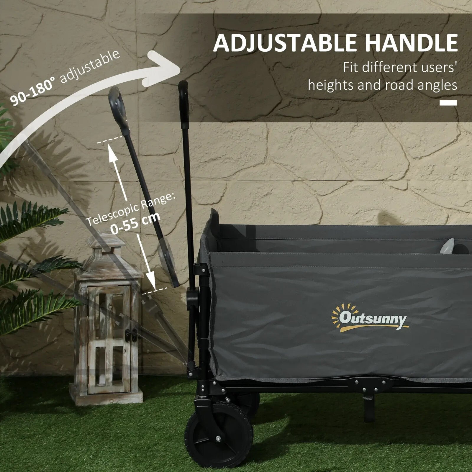 120L Folding Garden Trolley Cart Outdoor Collapsible Wagon with Wheels for Beach - Home and Garden Furniture Shop - rustic - furniture